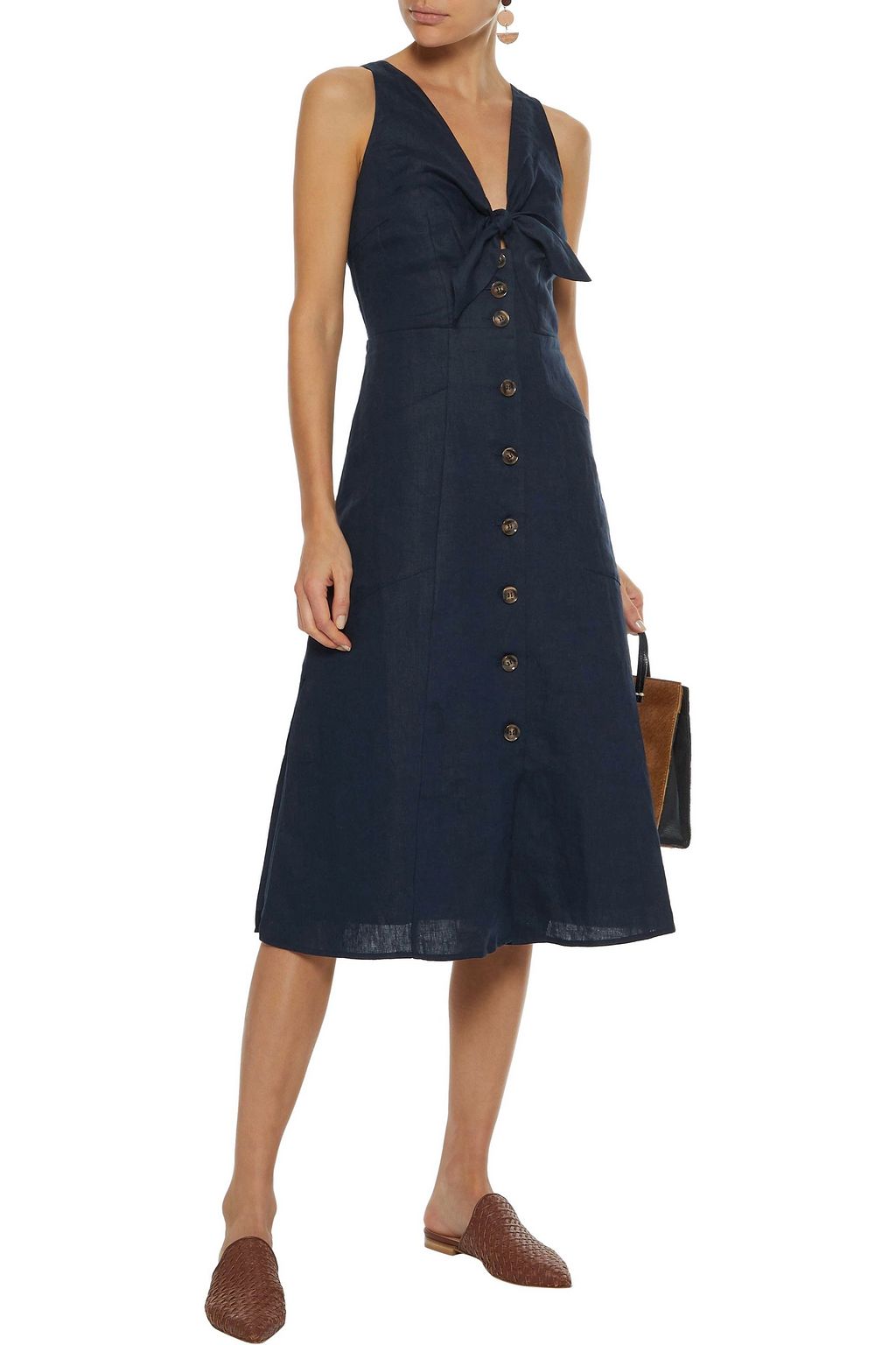 IRIS & INK Alexis knotted linen midi dress