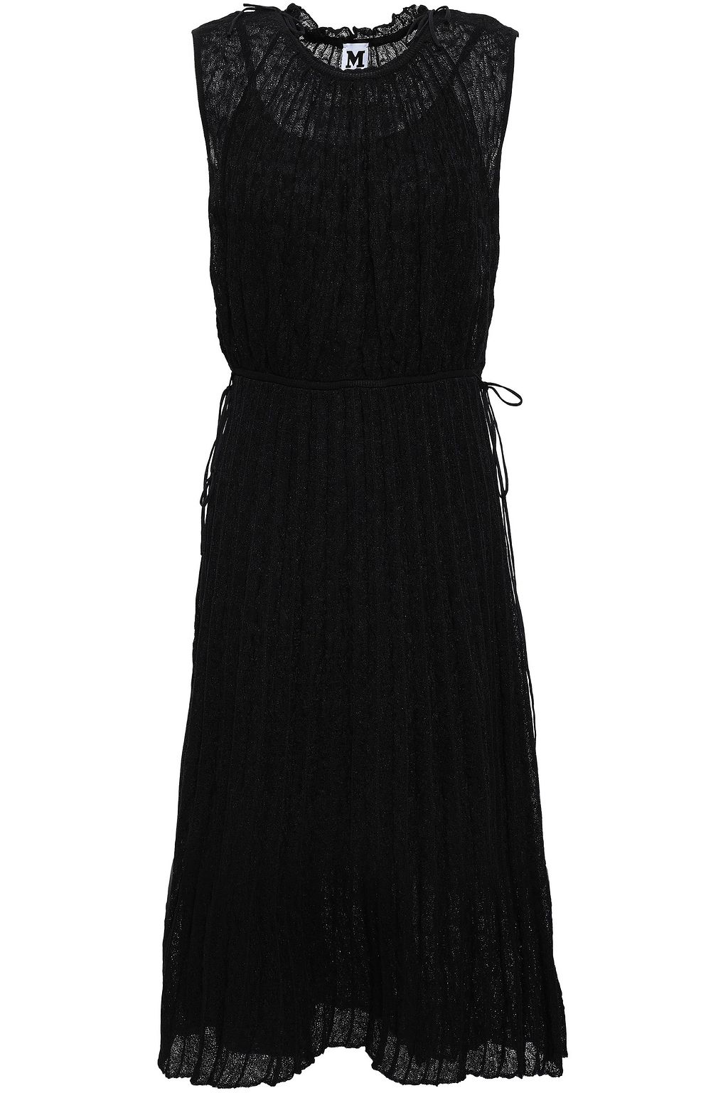 crochet detail pleated dress white
