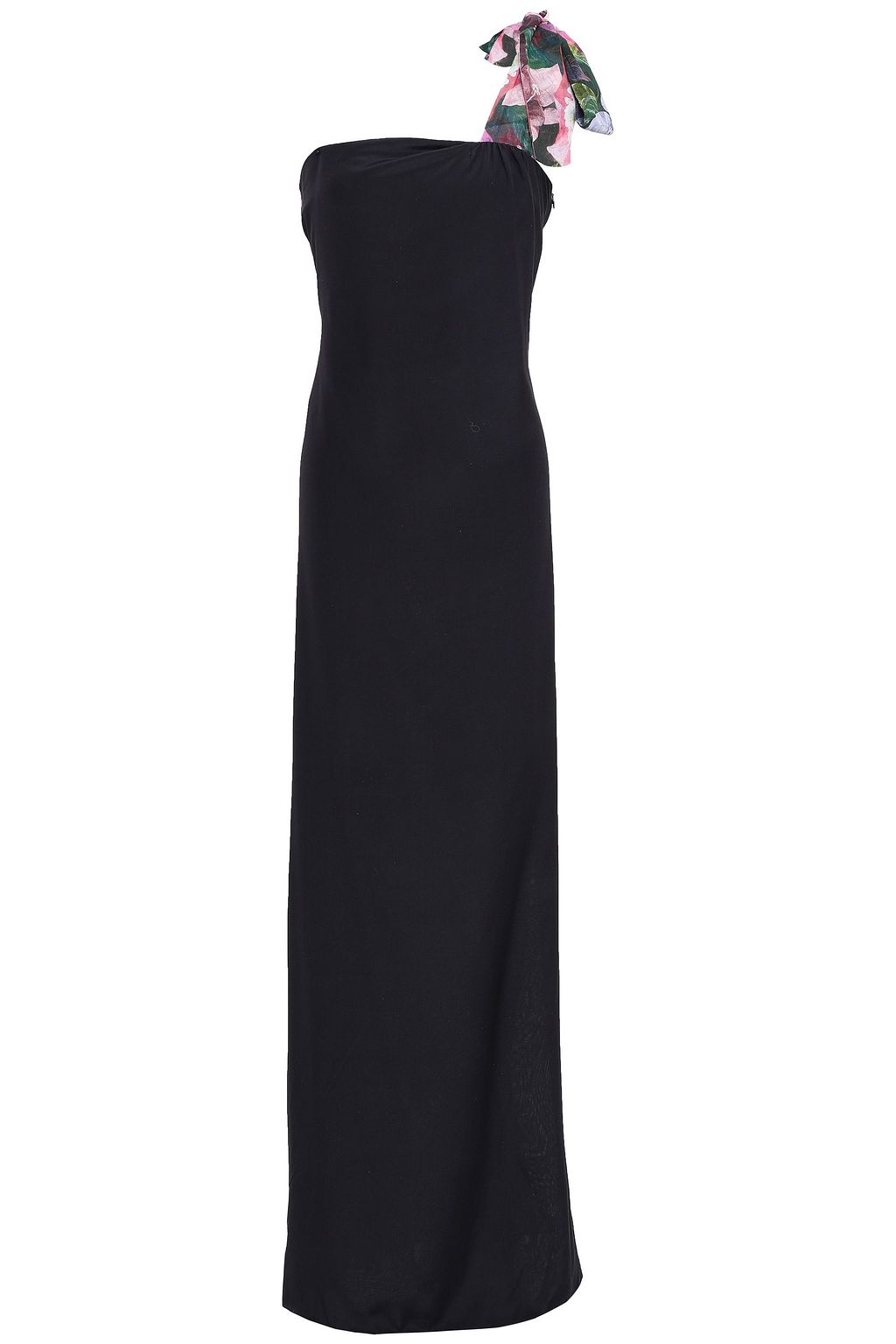 black silk floor length dress