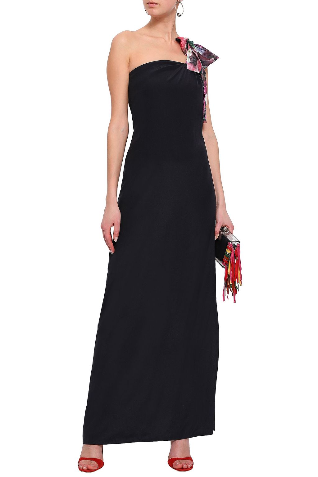 ISOLDA One-shoulder silk maxi dress
