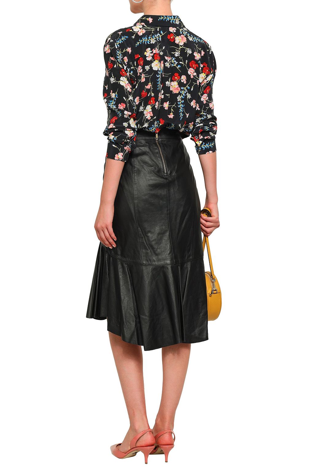 ISOLDA Fluted leather skirt