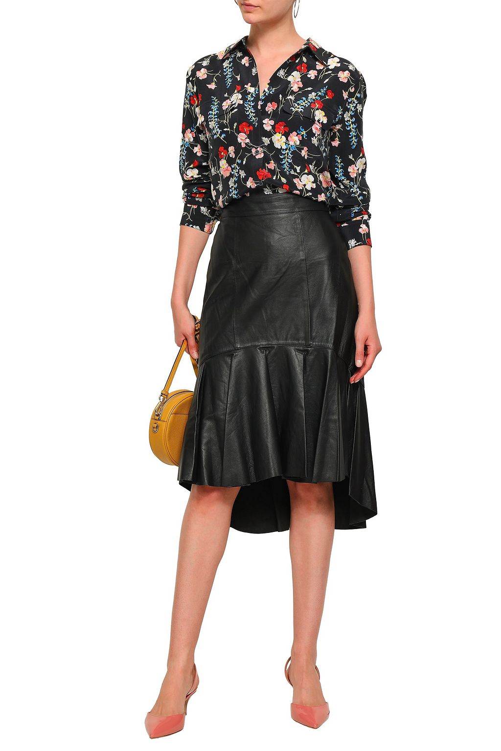ISOLDA Fluted leather skirt