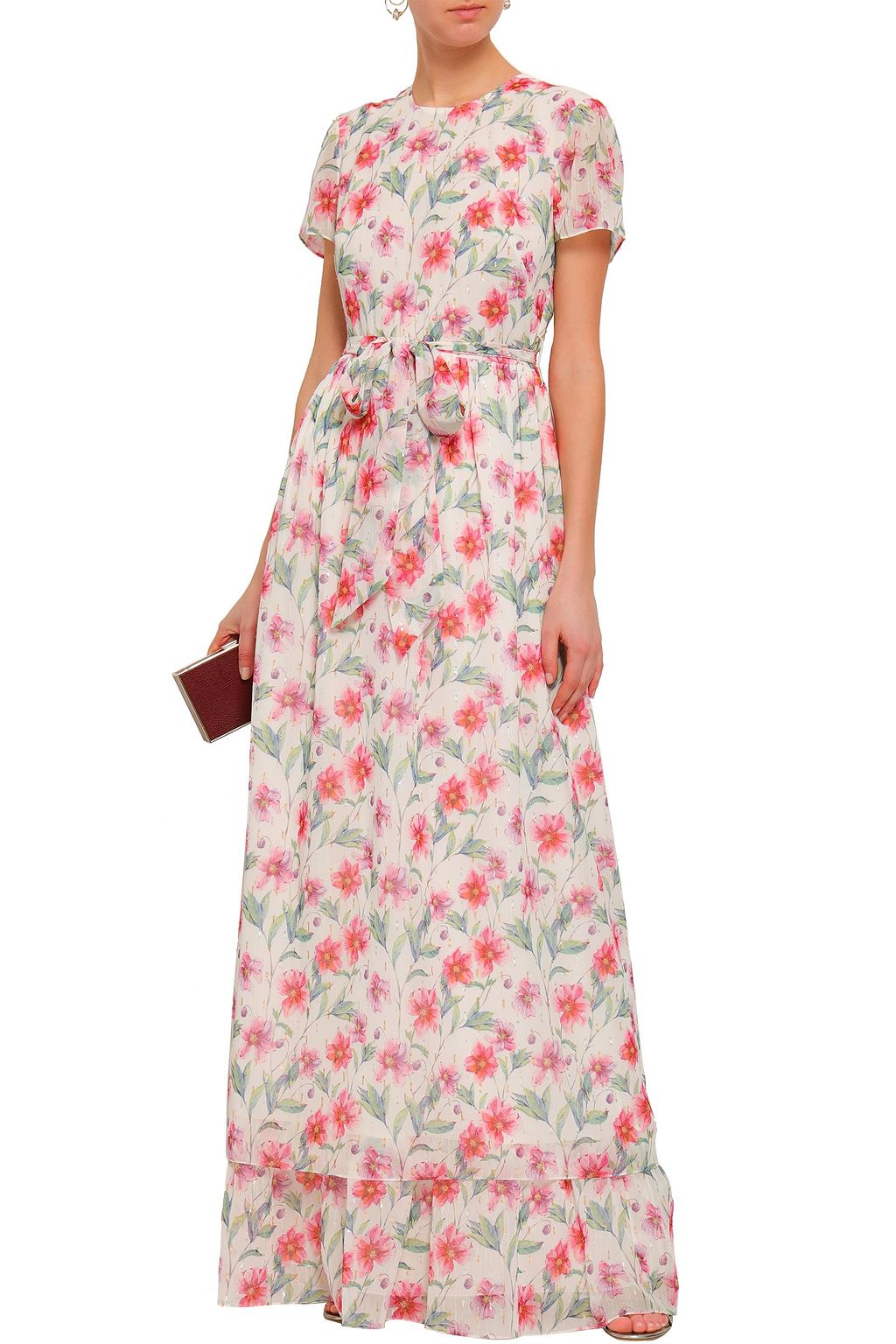 MIKAEL AGHAL Belted fil coupé georgette gown