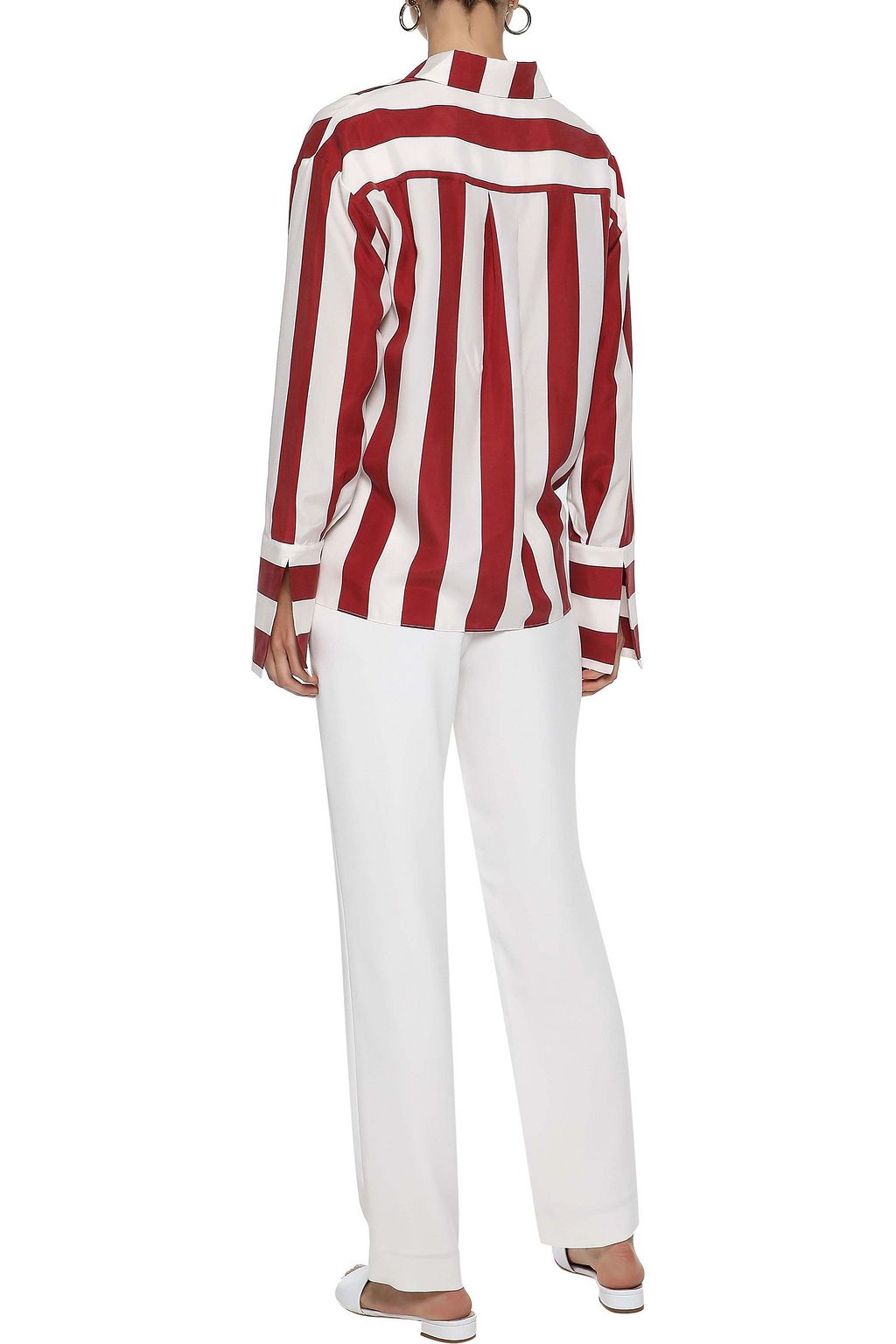 IRIS & INK Valentina striped washed-silk shirt