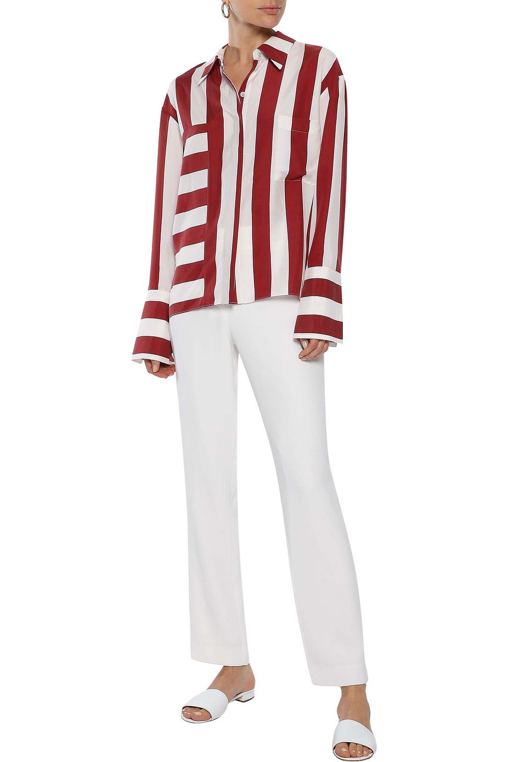 IRIS & INK Valentina striped washed-silk shirt