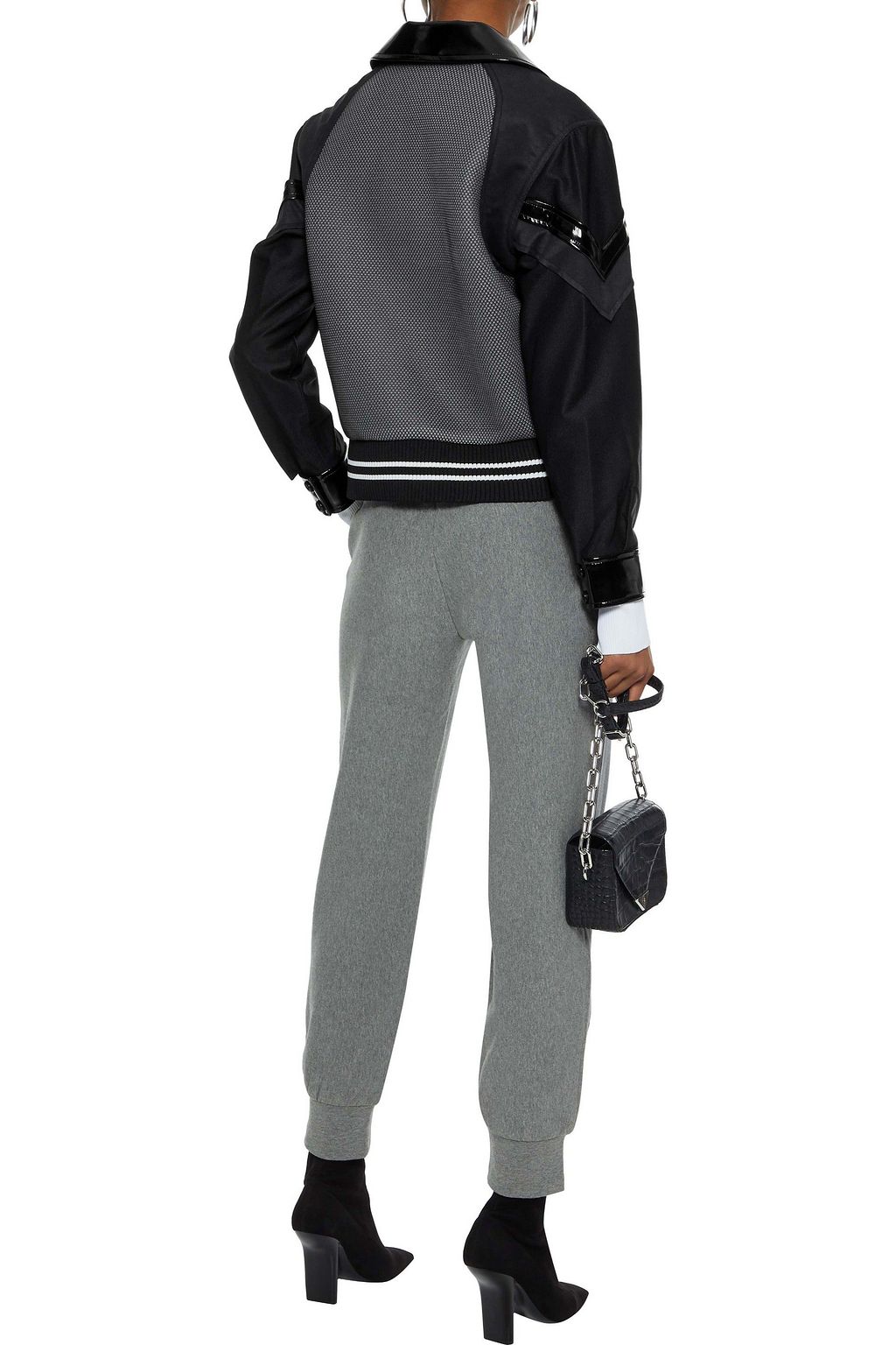 NORMA KAMALI Mélange French cotton-blend terry track pants