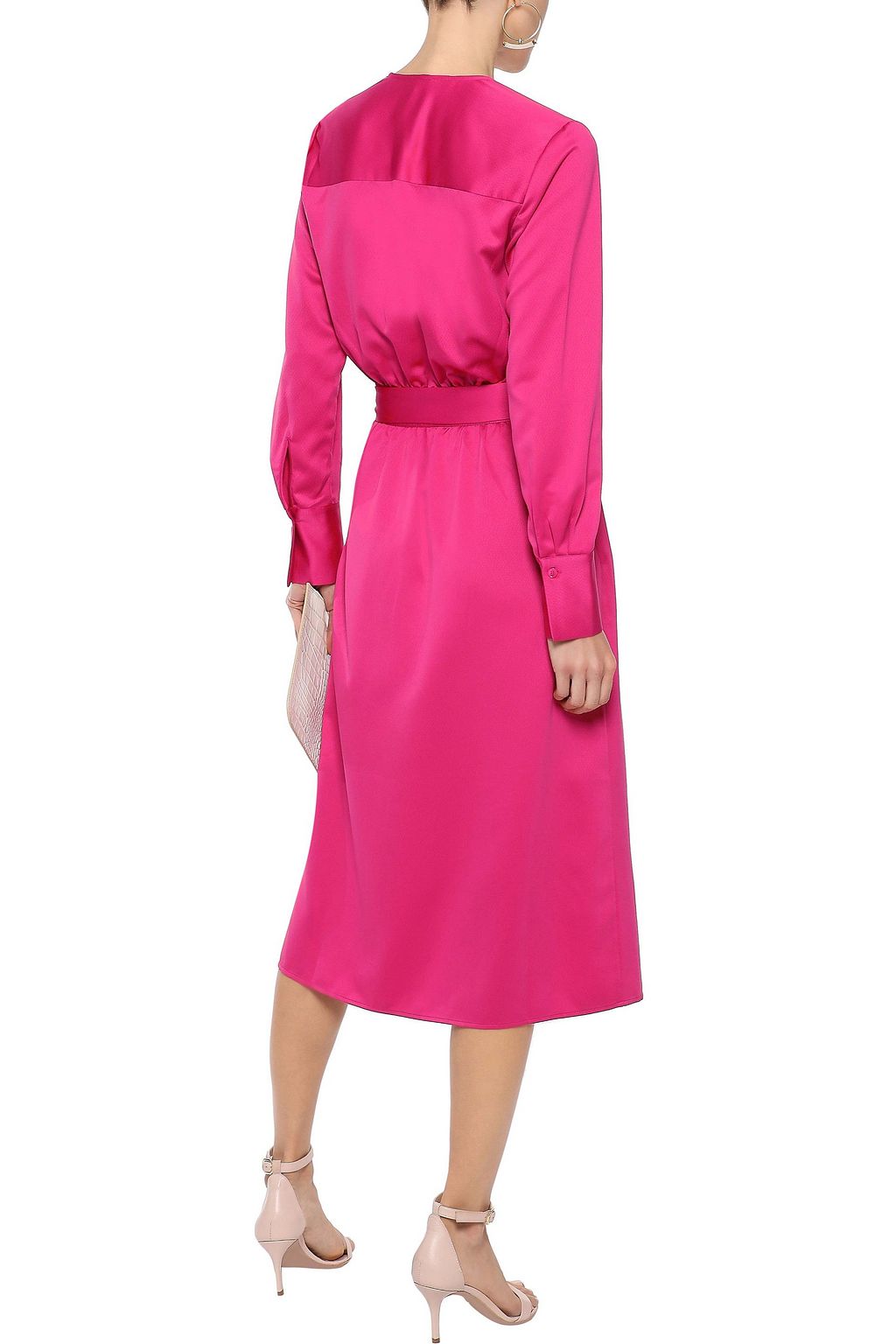 IRIS & INK Anastasia hammered-satin midi wrap dress
