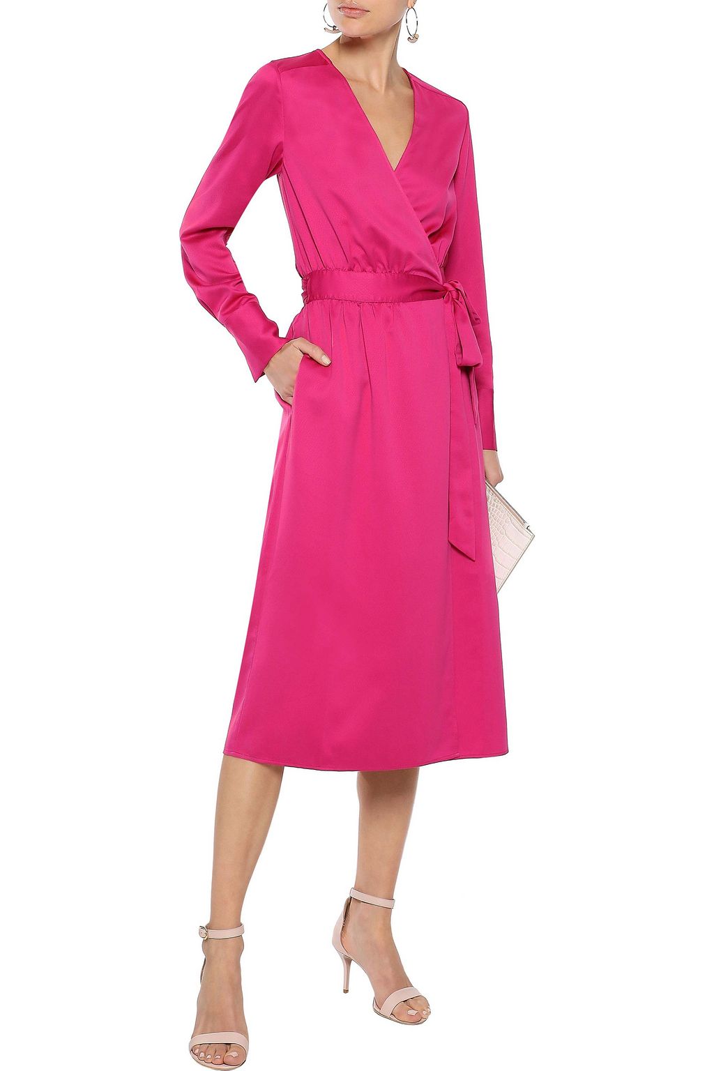 IRIS & INK Anastasia hammered-satin midi wrap dress