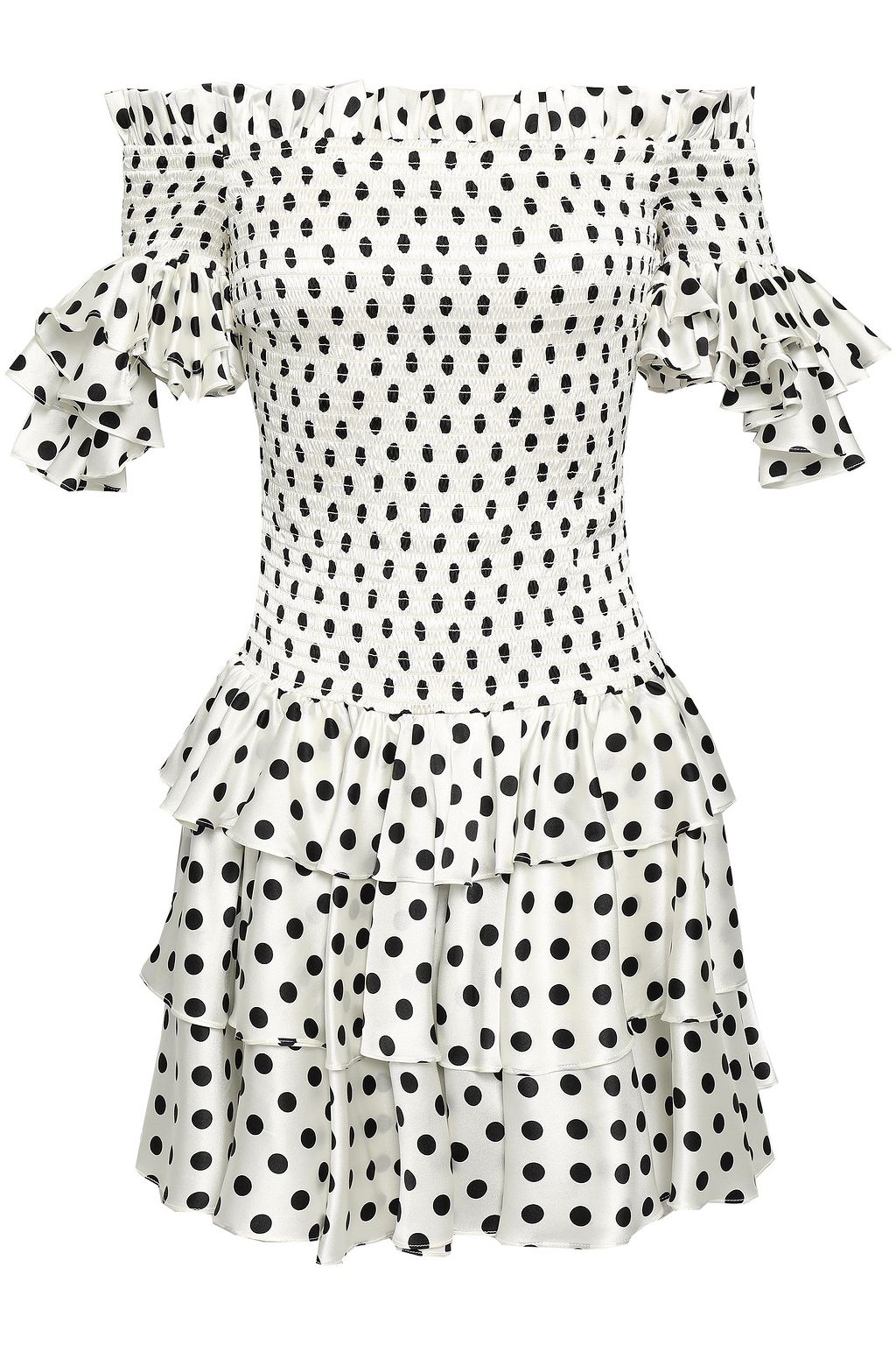 smocked polka dot dress