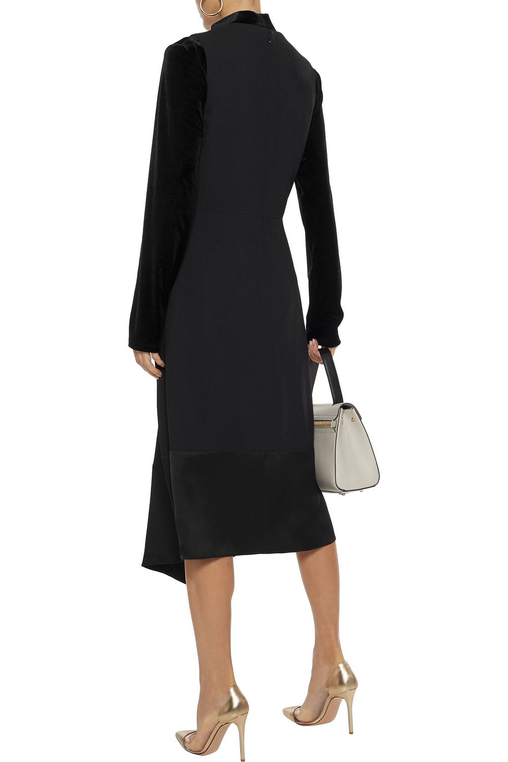 DEREK LAM Satin-paneled crepe midi dress