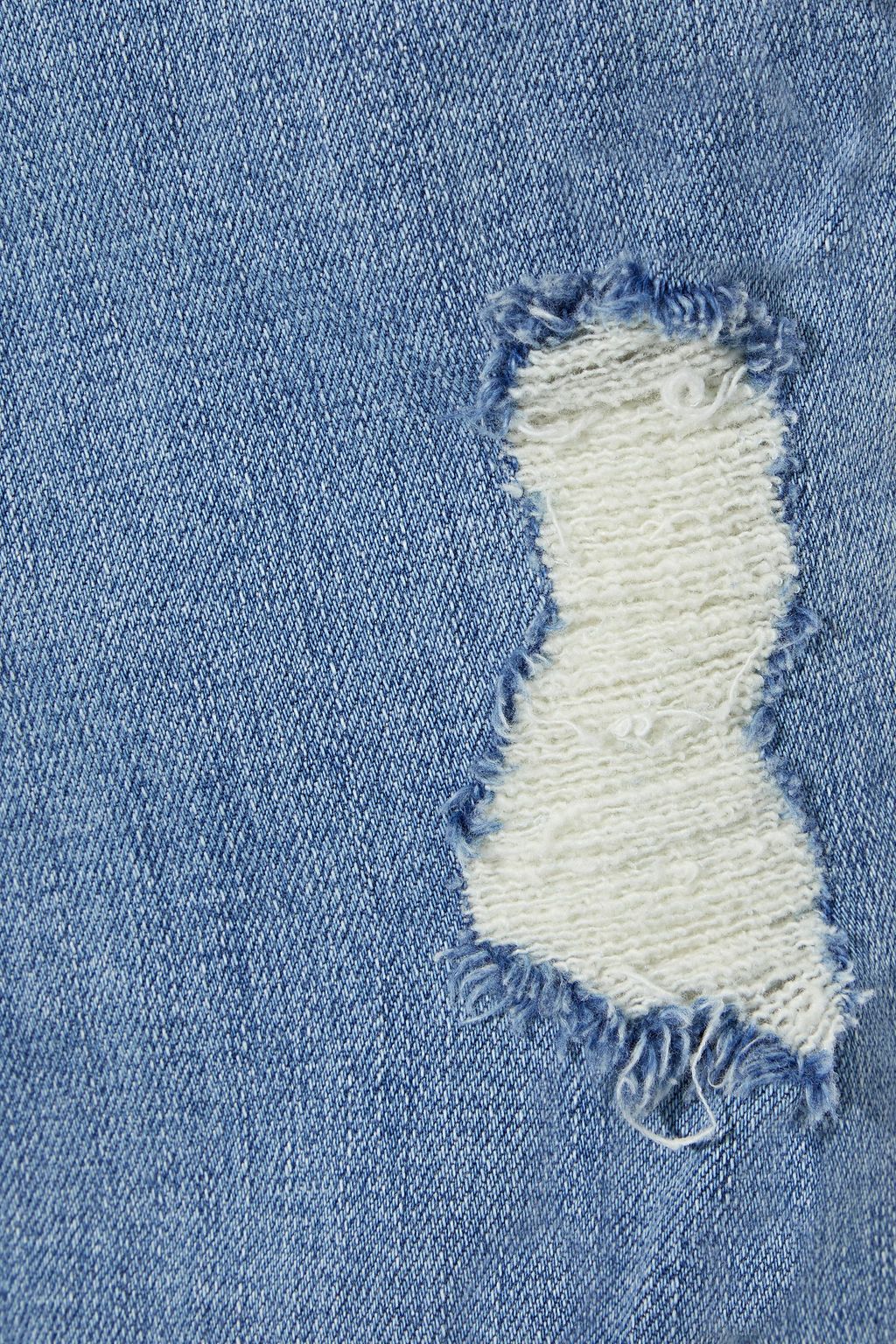L'AGENCE Manuela distressed denim mini skirt
