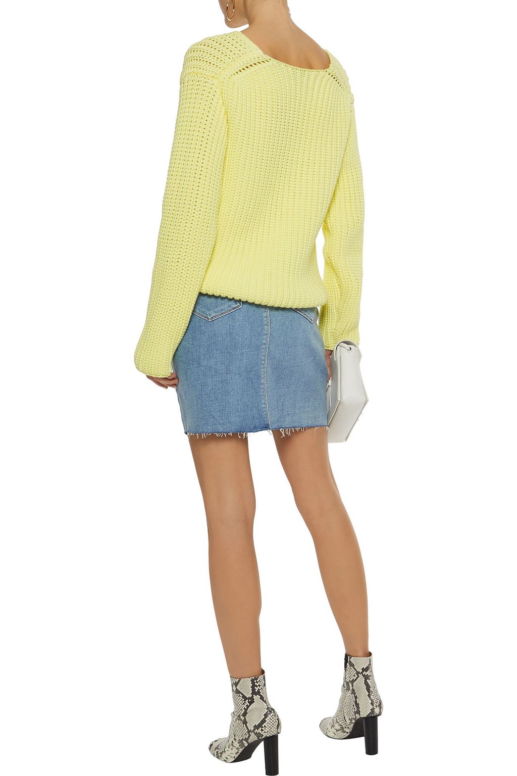 L'AGENCE Manuela distressed denim mini skirt