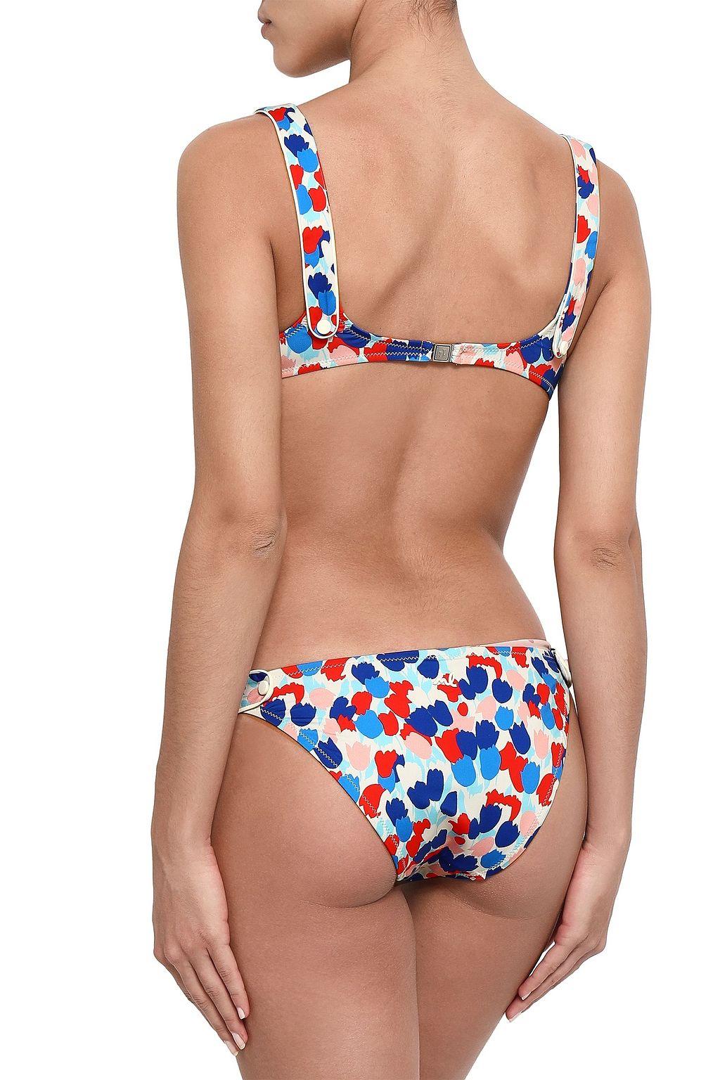 MORGAN LANE Isla button-detailed printed low-rise bikini briefs