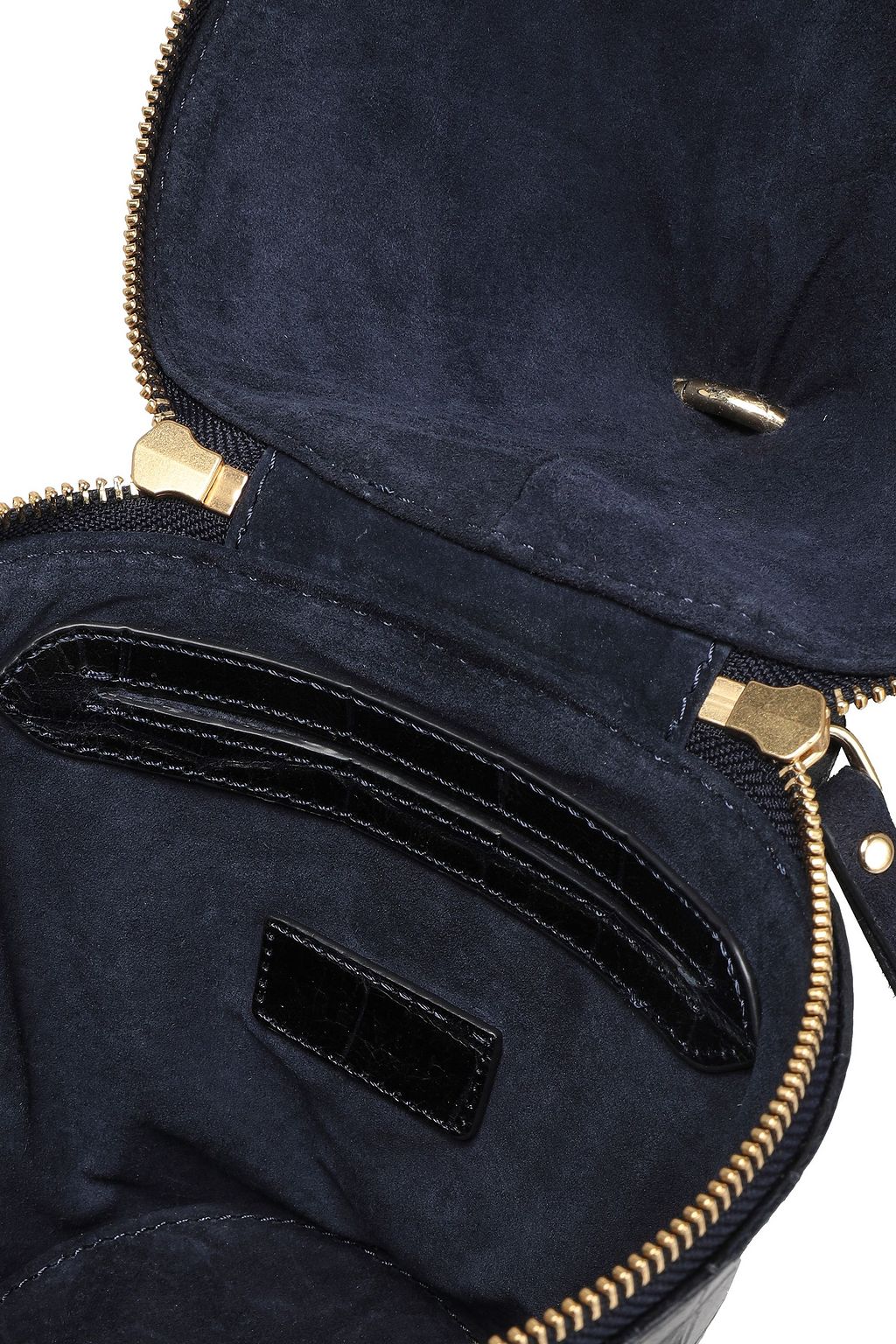 STAUD Croc-effect leather and suede bucket bag