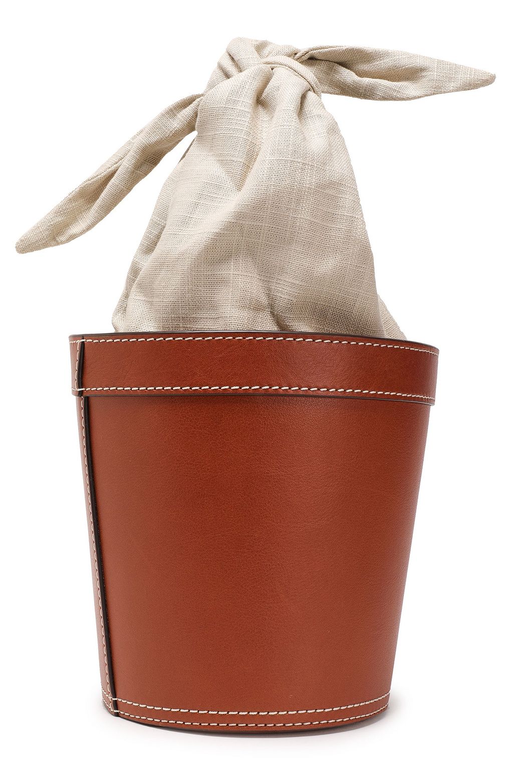 STAUD Britt knotted canvas and leather bucket bag