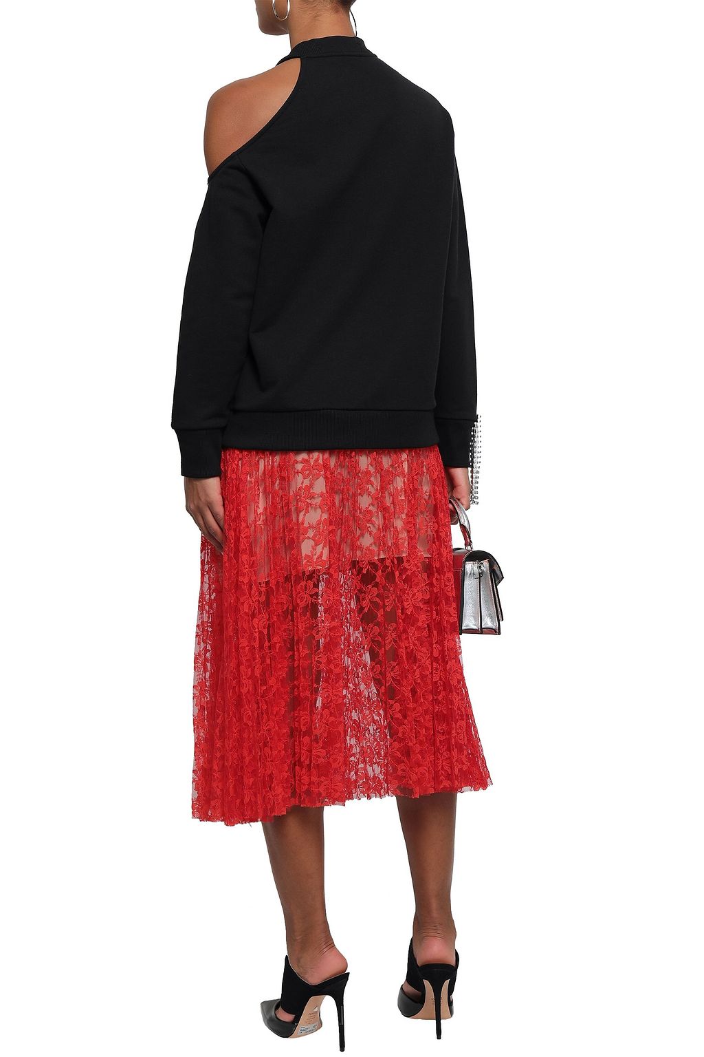 CHRISTOPHER KANE Pleated lace midi skirt