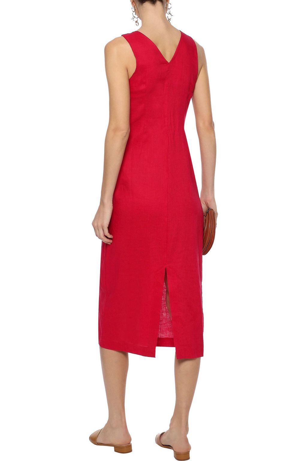 IRIS & INK Helena button-detailed linen midi dress