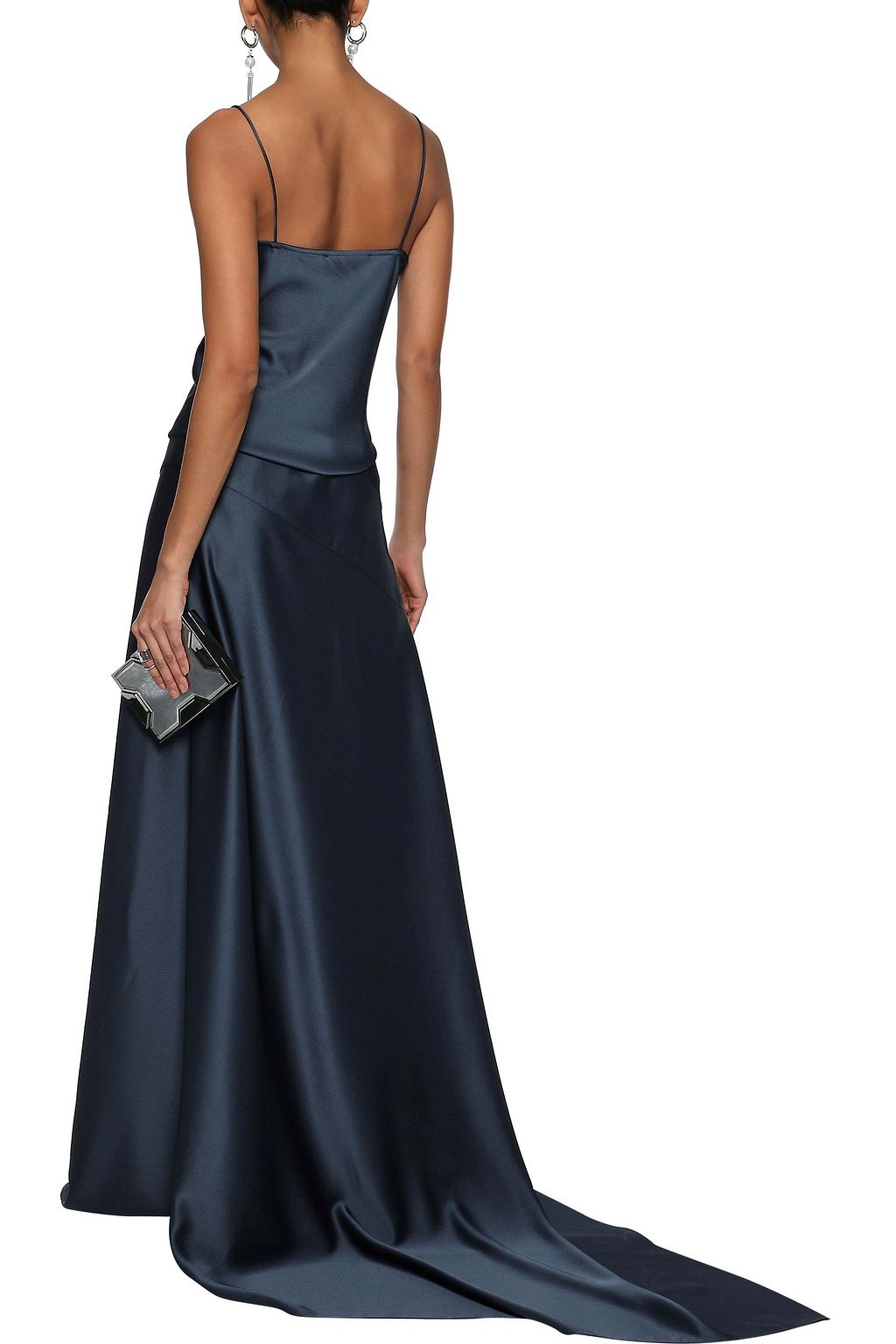 MICHAEL LO SORDO Split-front hammered-satin maxi skirt