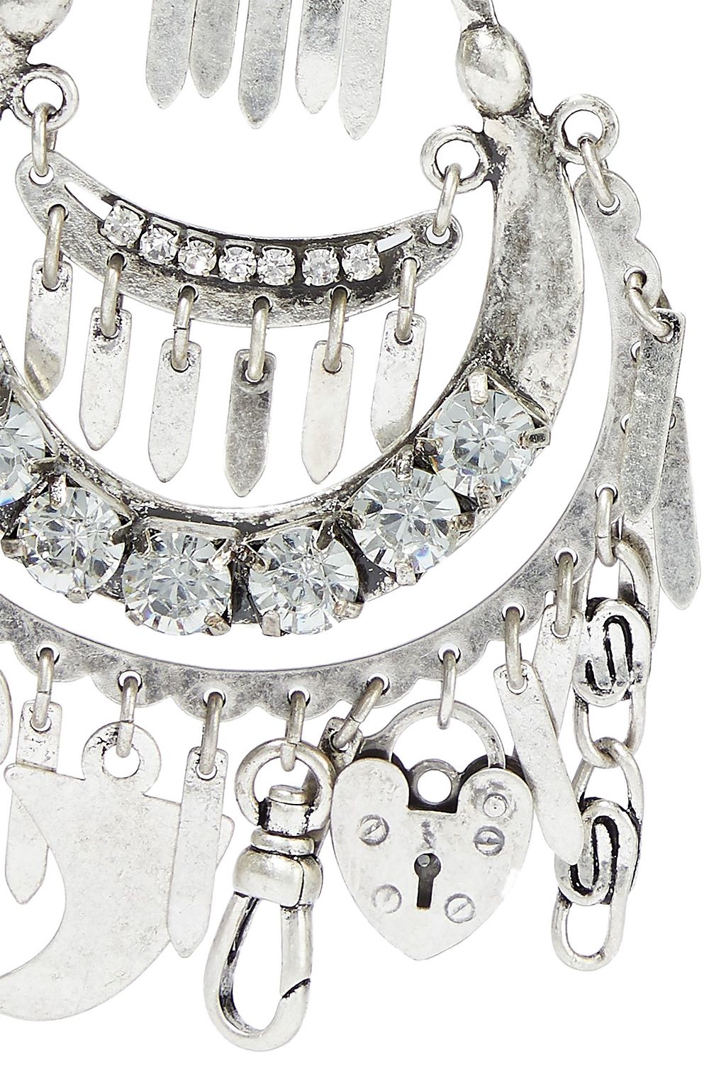 DANNIJO Freesia oxidized silver-plated crystal clip earrings