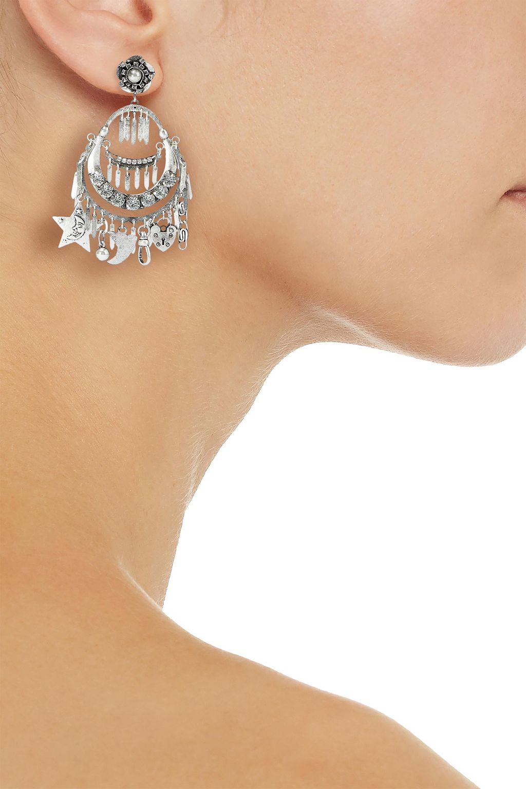 DANNIJO Freesia oxidized silver-plated crystal clip earrings