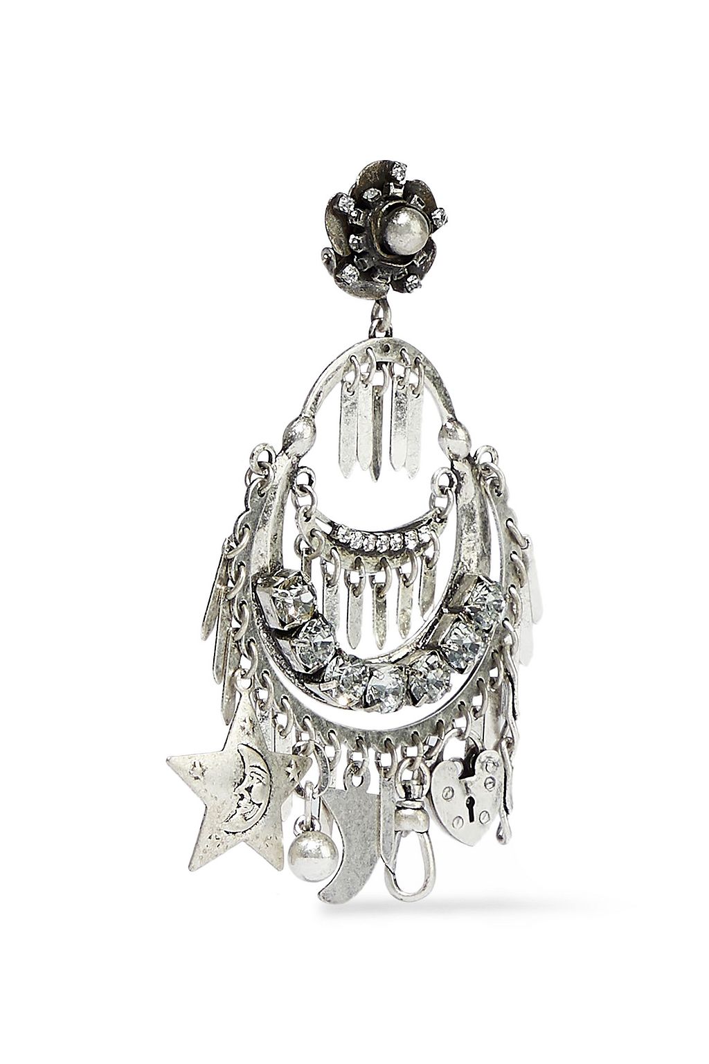DANNIJO Freesia oxidized silver-plated crystal clip earrings