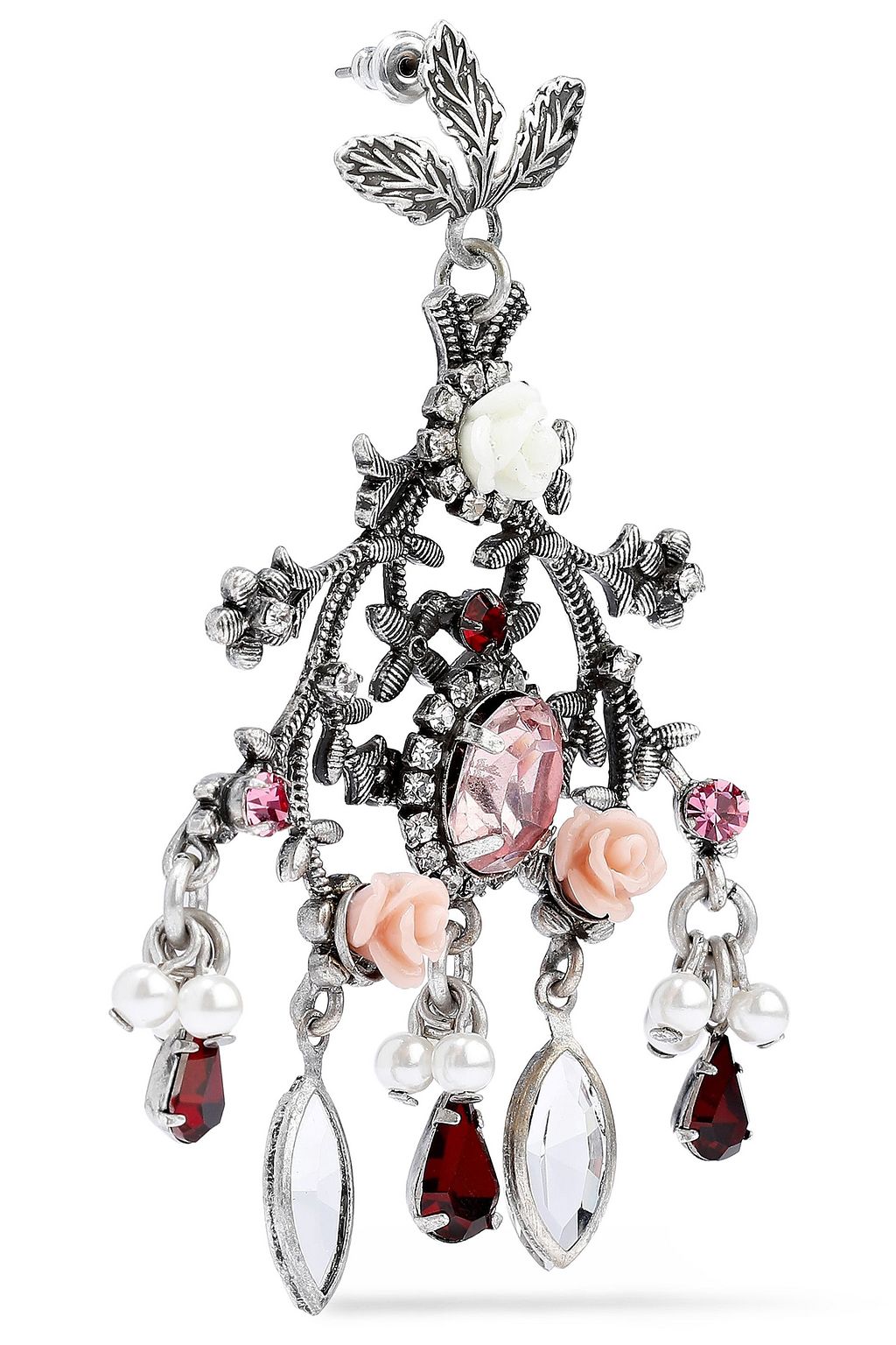 DANNIJO Ivy oxidized silver-plated, resin, faux pearl and crystal earrings