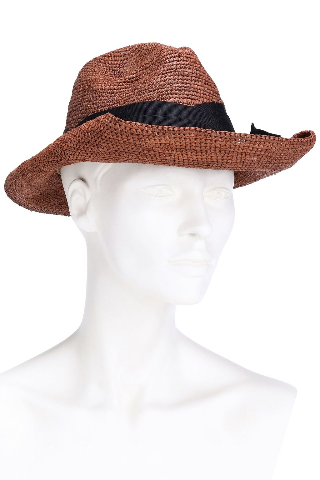 SENSI STUDIO Bow-embellished grosgrain-trimmed straw sun hat