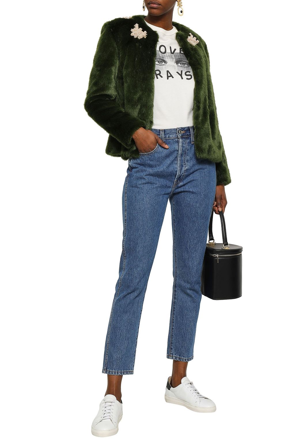 SHRIMPS Embellished faux fur coat