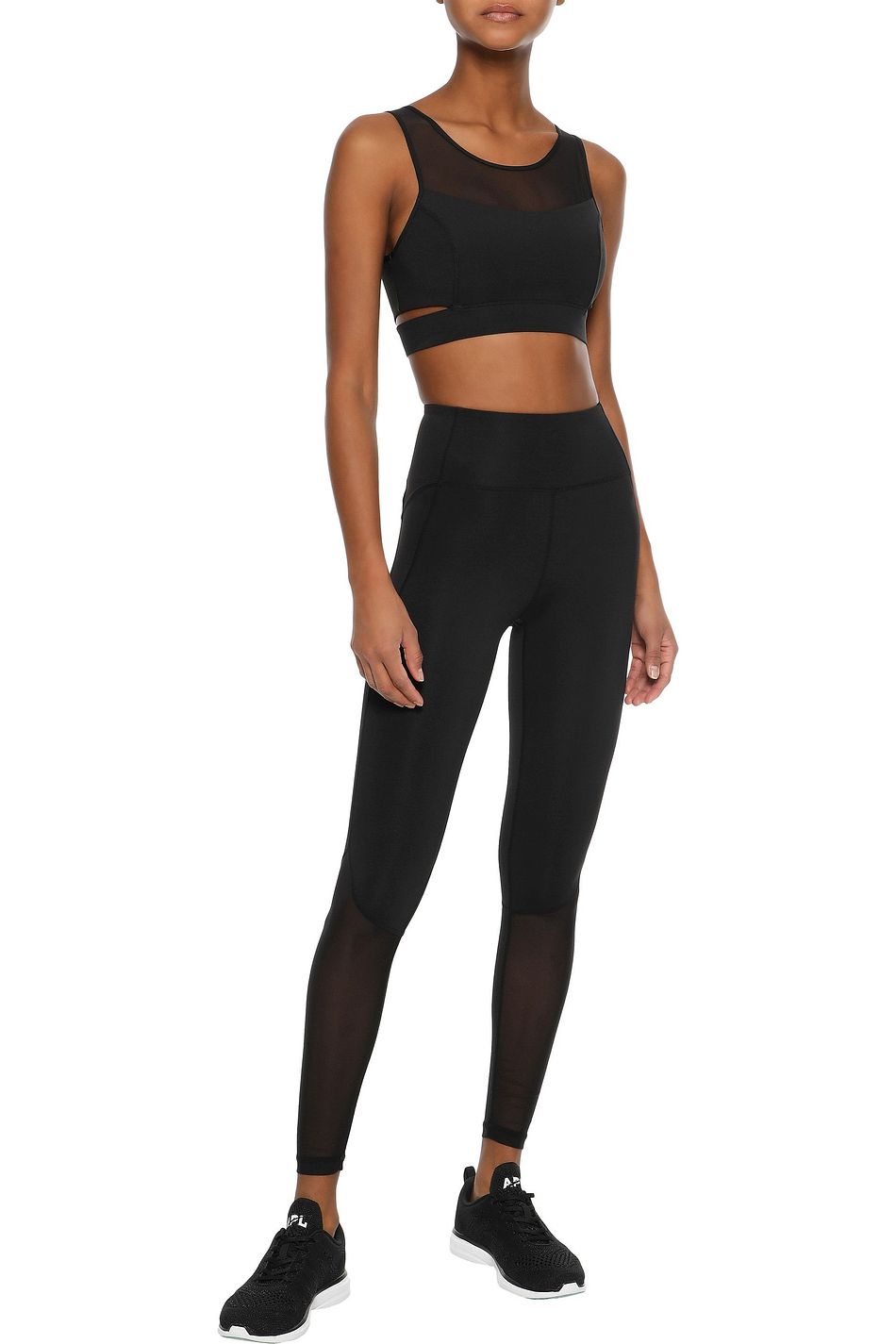 black mesh sports bra
