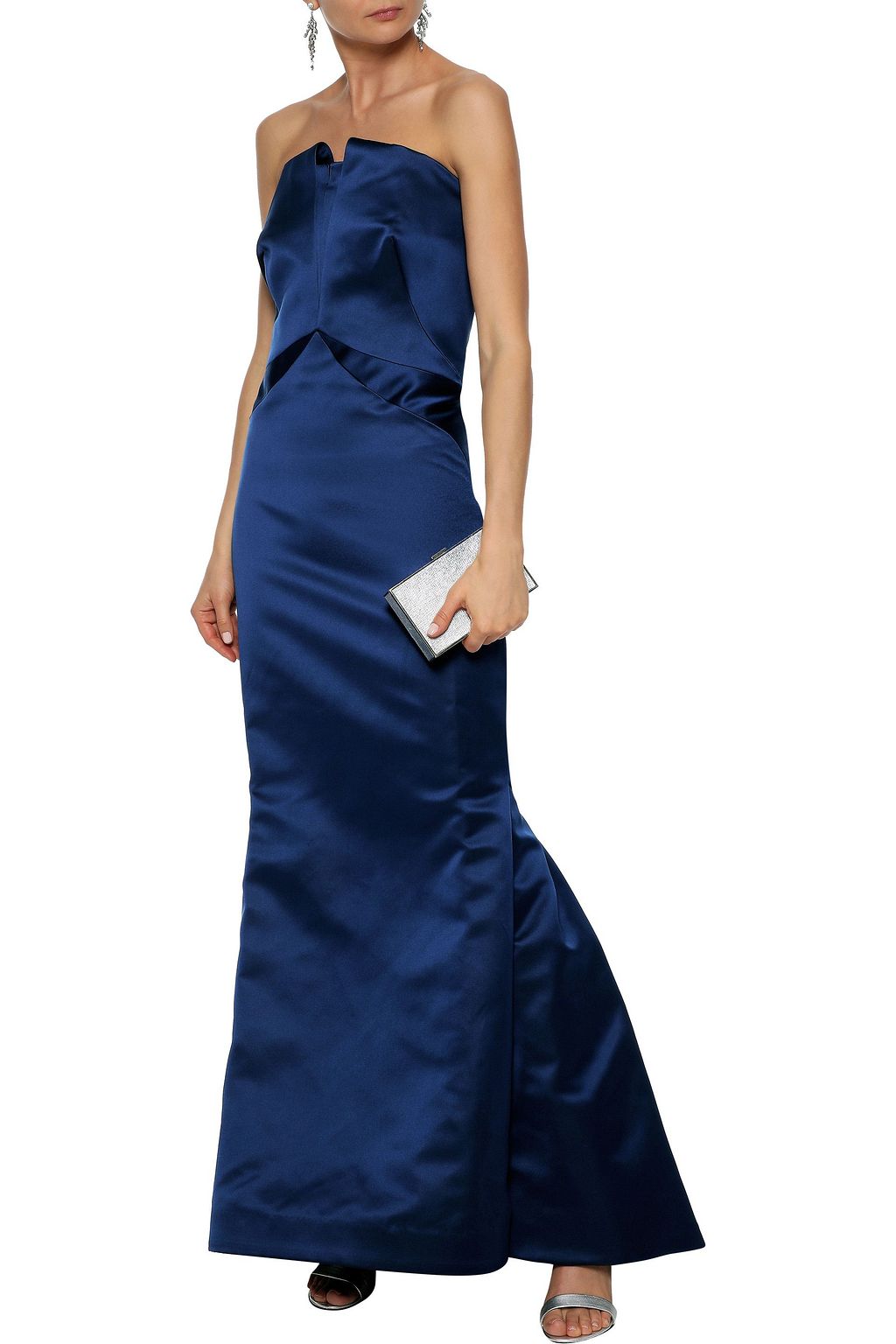 ZAC POSEN Strapless fluted duchesse-satin gown