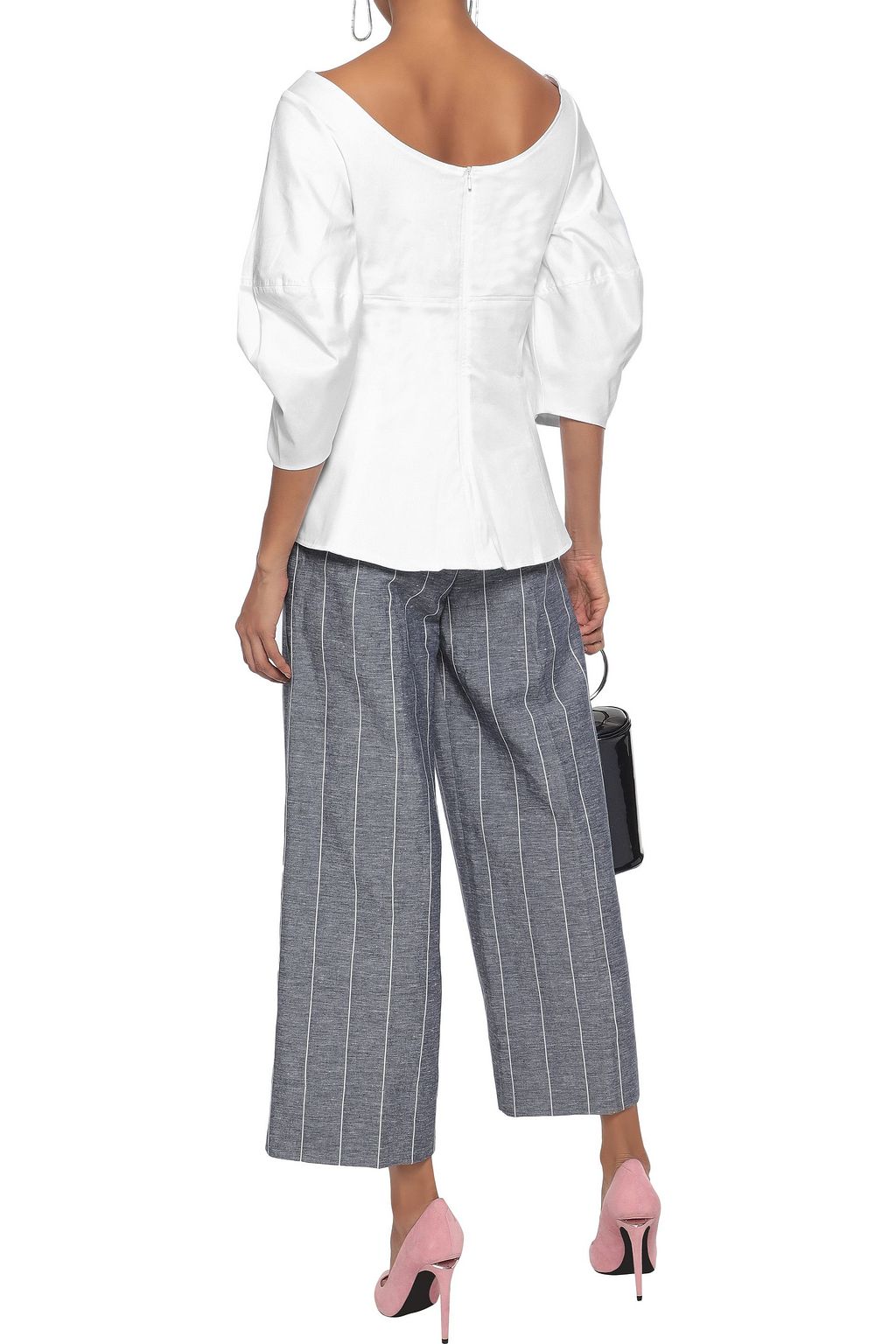 PAPER LONDON Salt Lake stretch-cotton poplin peplum blouse
