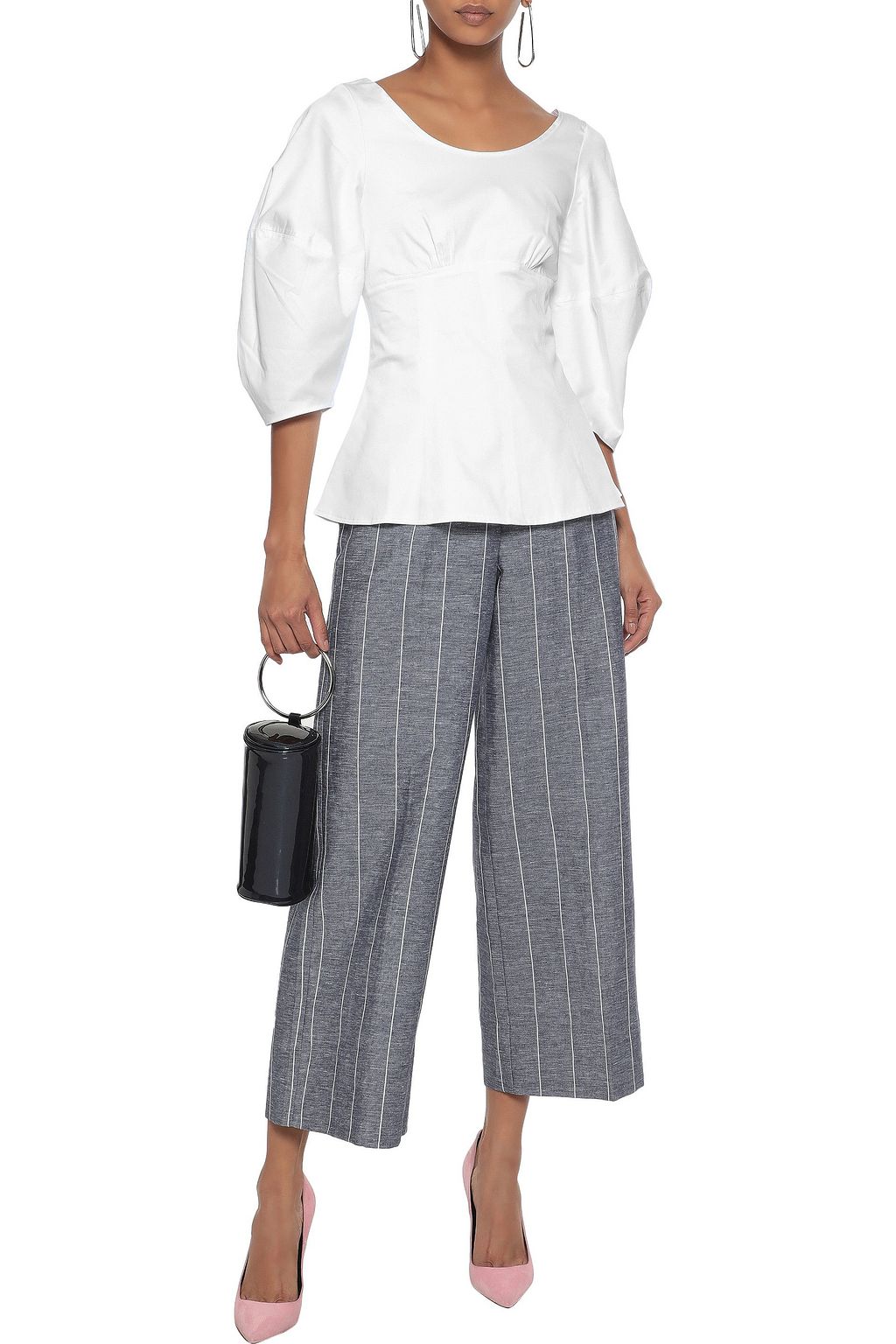 PAPER LONDON Salt Lake stretch-cotton poplin peplum blouse