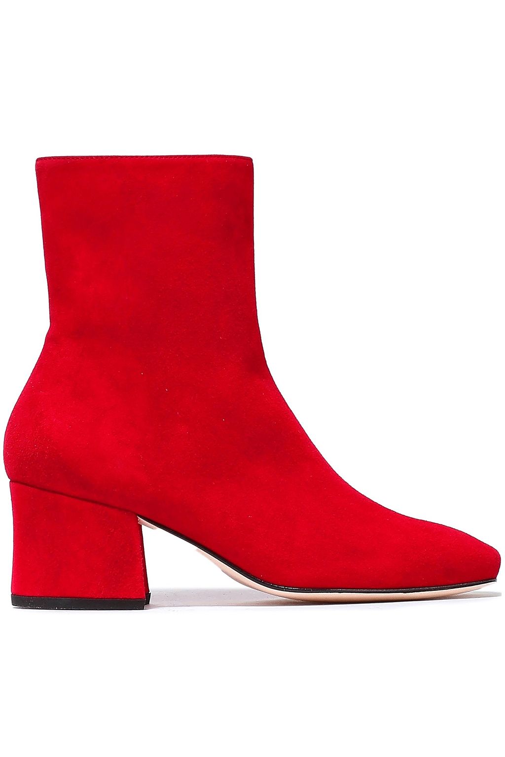 red mid heel ankle boots