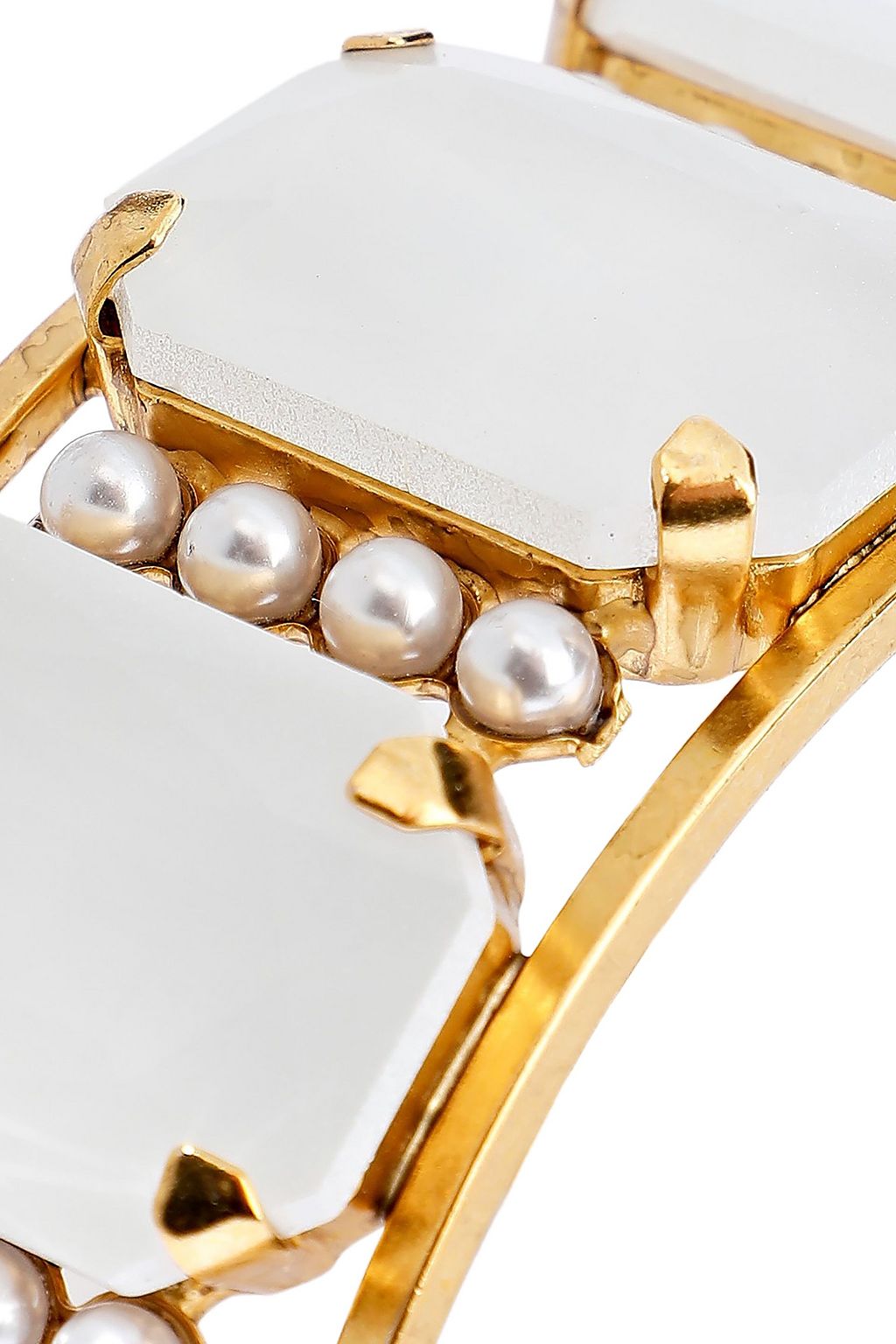 ELIZABETH COLE 24-karat gold-plated, stone and faux pearl cuff