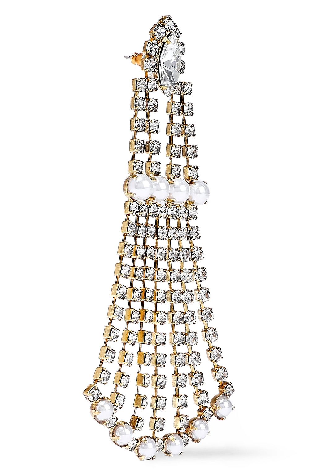 ELIZABETH COLE 24-karat gold-plated, crystal and faux pearl earrings