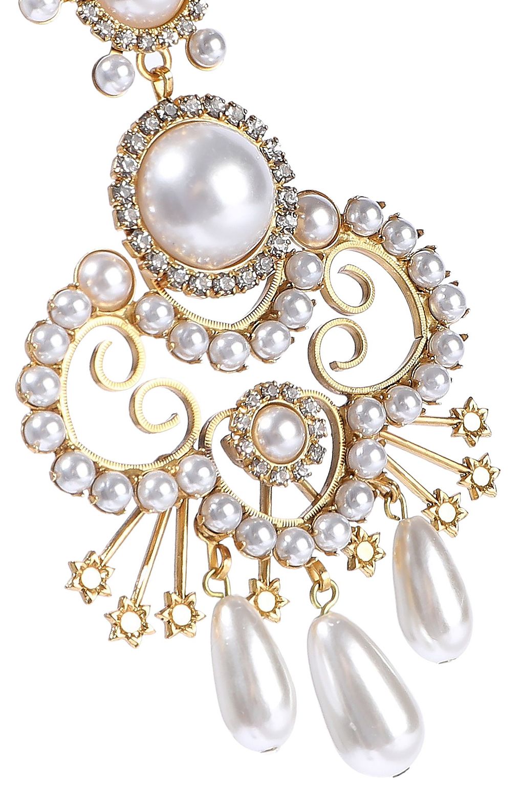 ELIZABETH COLE 24-karat gold-plated crystal, and faux pearl necklace