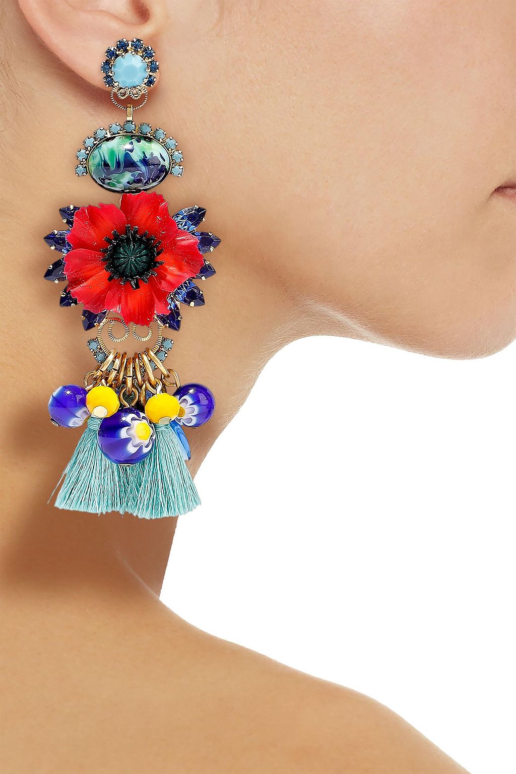 ELIZABETH COLE 24-karat gold-plated, stone and crystal earrings