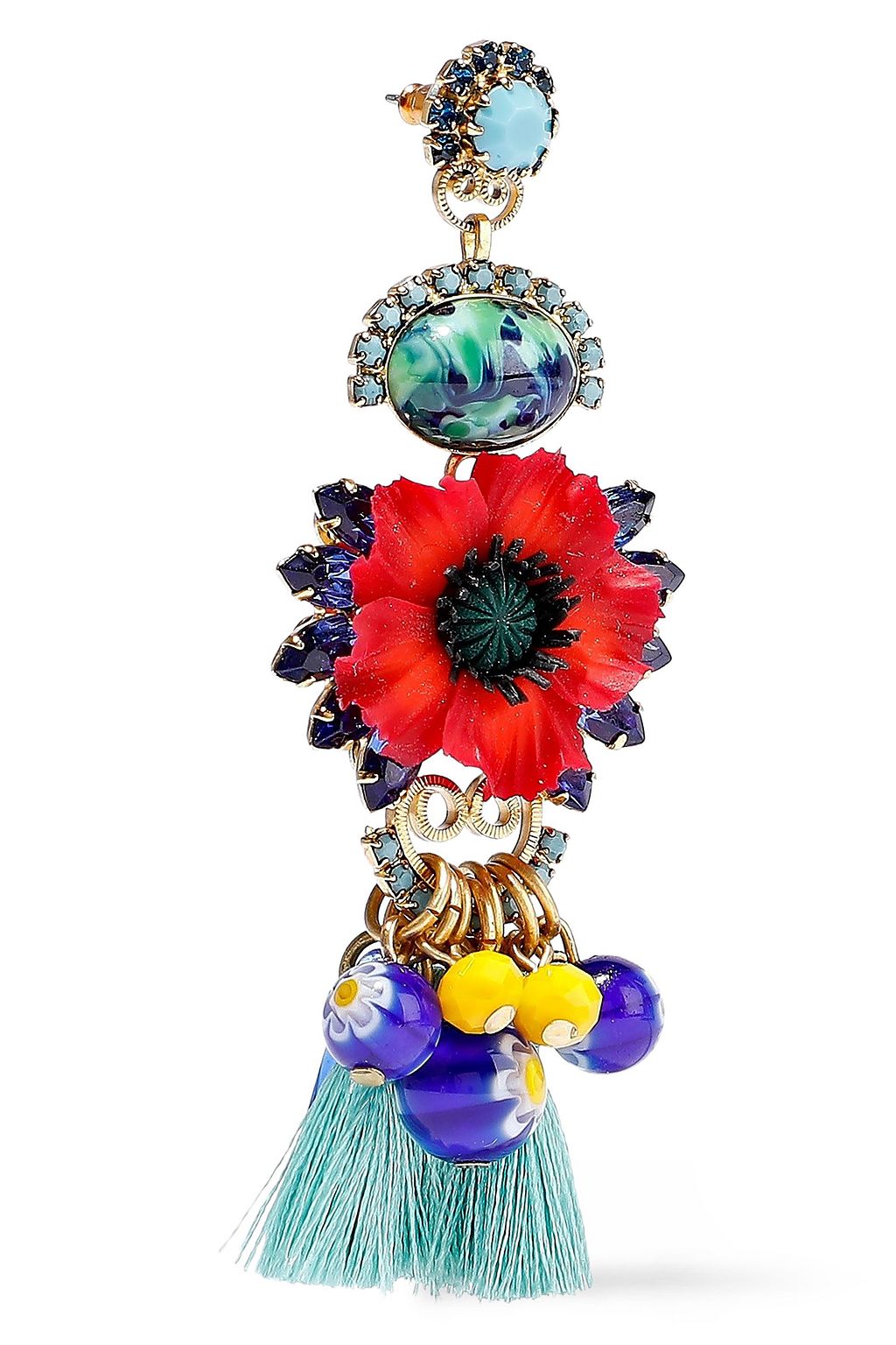 ELIZABETH COLE 24-karat gold-plated, stone and crystal earrings
