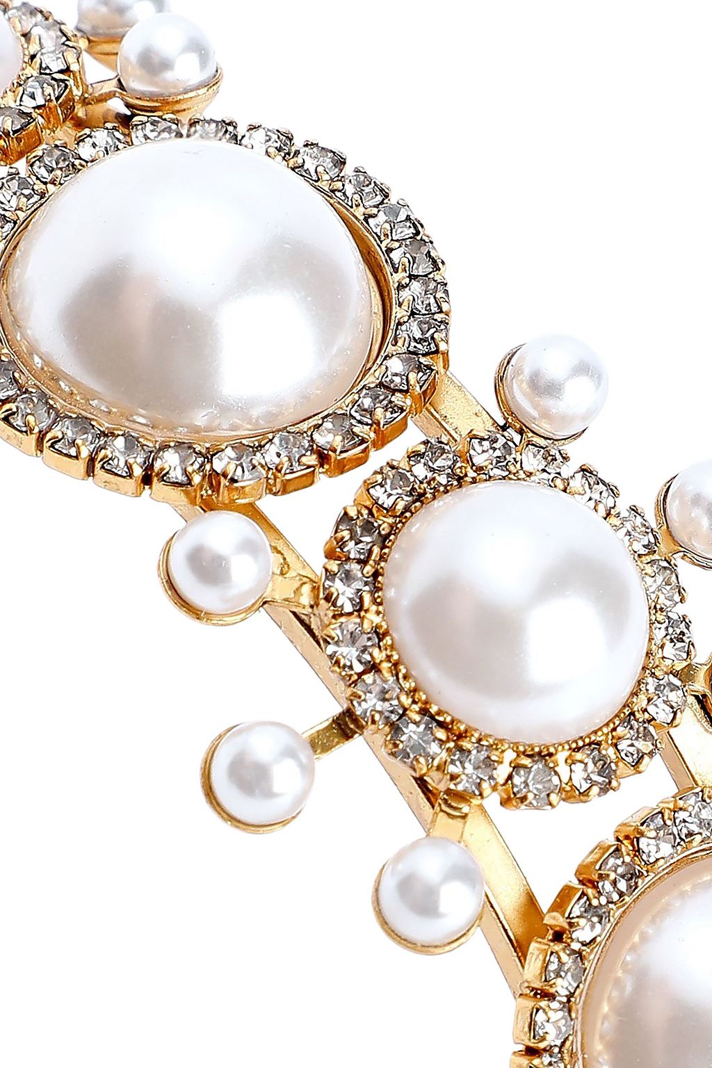 ELIZABETH COLE 24-karat gold-plated, faux pearl and crystal cuff