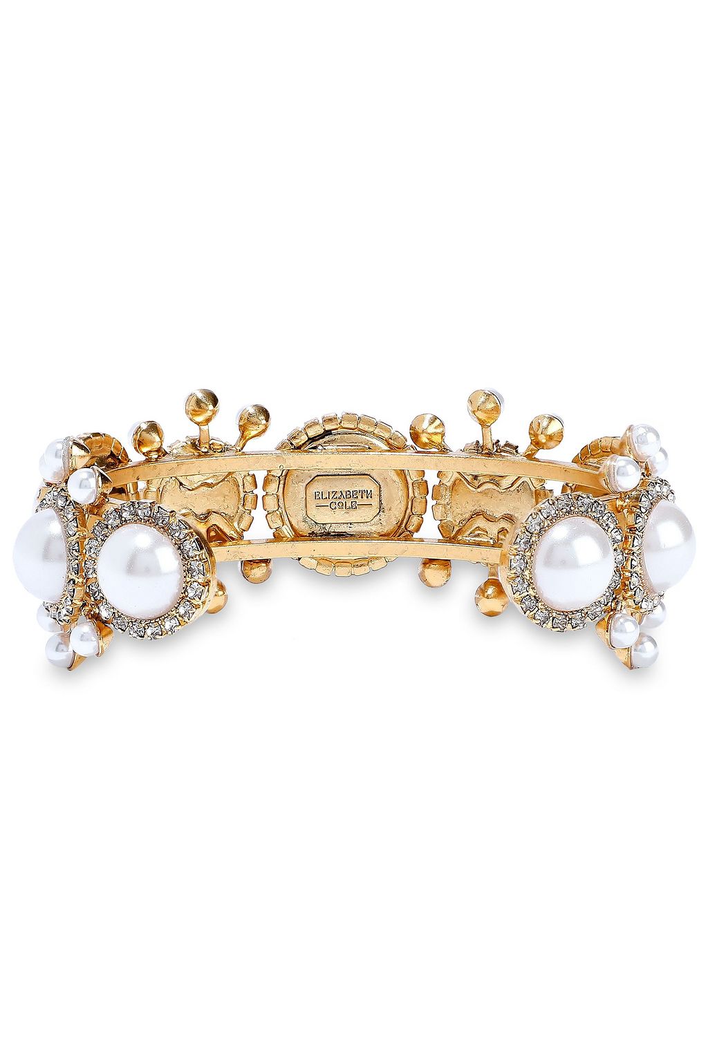 ELIZABETH COLE 24-karat gold-plated, faux pearl and crystal cuff
