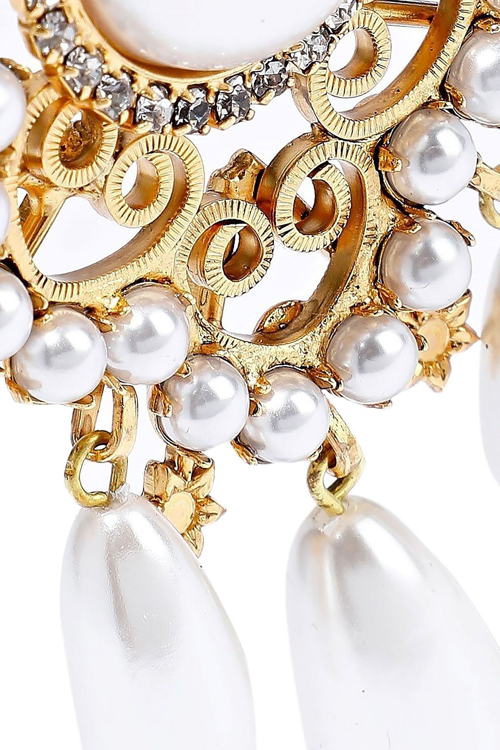 ELIZABETH COLE 24-karat gold-plated, faux pearl and crystal earrings