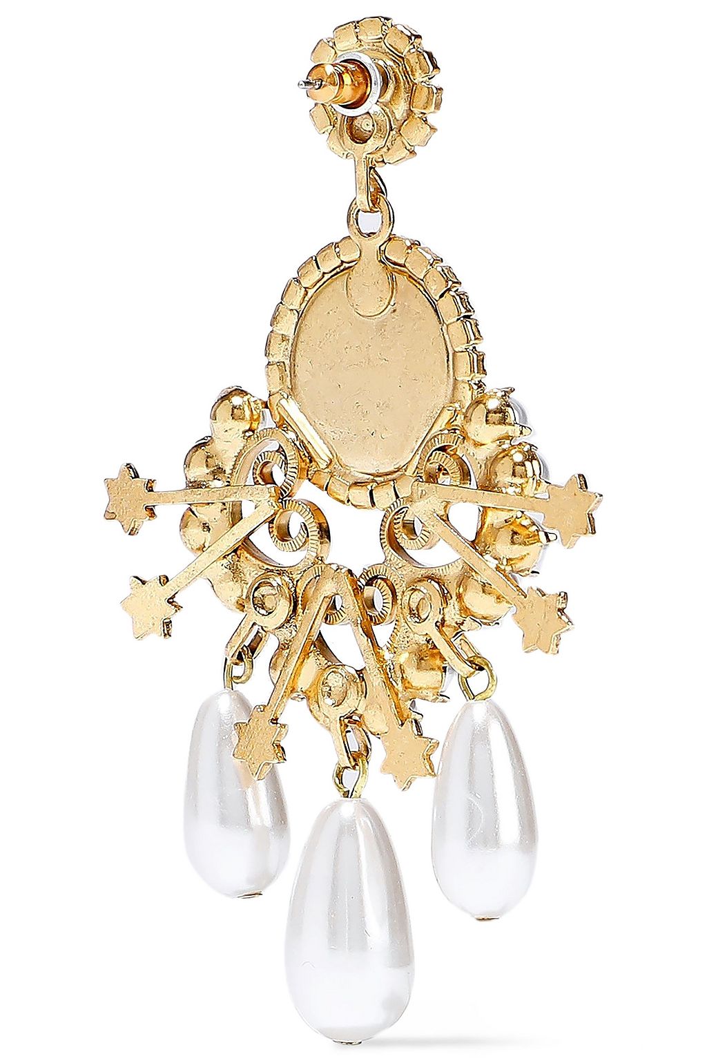 ELIZABETH COLE 24-karat gold-plated, faux pearl and crystal earrings