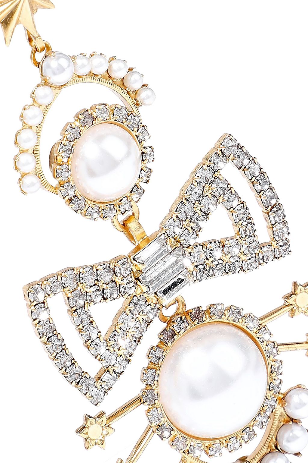 ELIZABETH COLE 24-karat gold-plated, faux pearl and crystal earrings