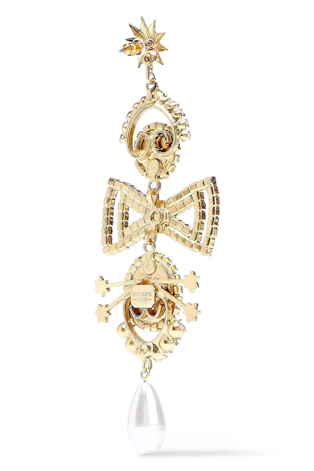 ELIZABETH COLE 24-karat gold-plated, faux pearl and crystal earrings