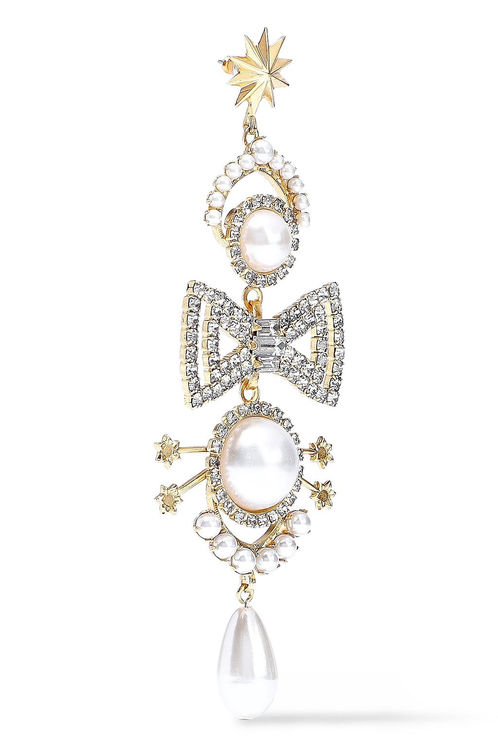 ELIZABETH COLE 24-karat gold-plated, faux pearl and crystal earrings