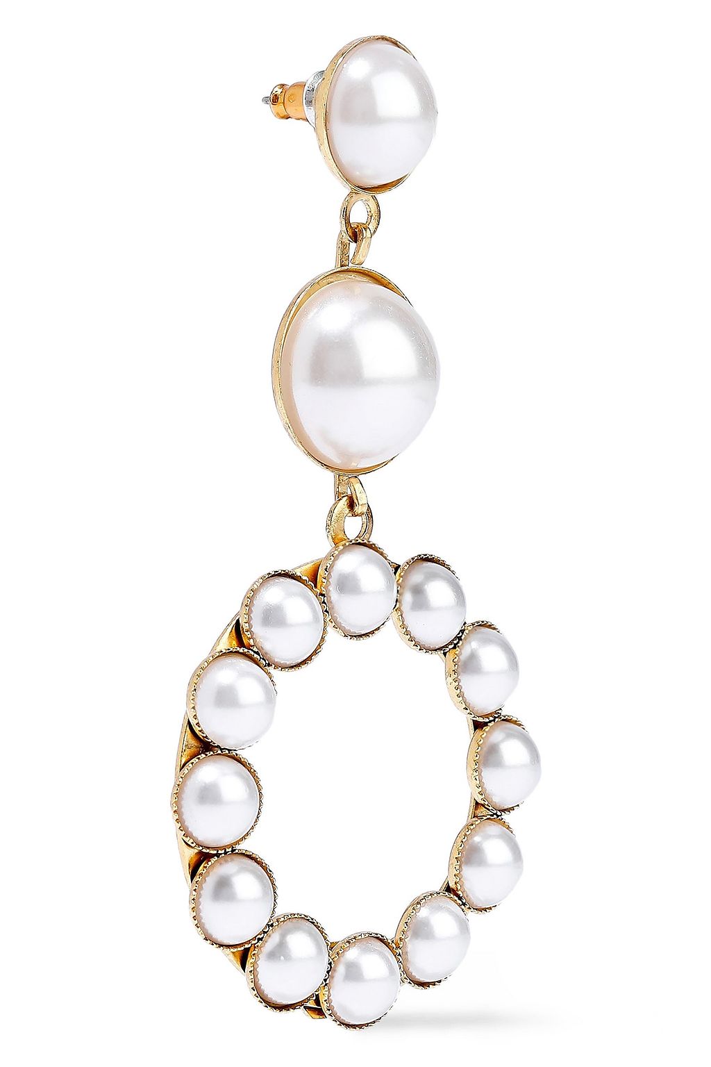 ELIZABETH COLE 24-karat gold-plated faux pearl earrings