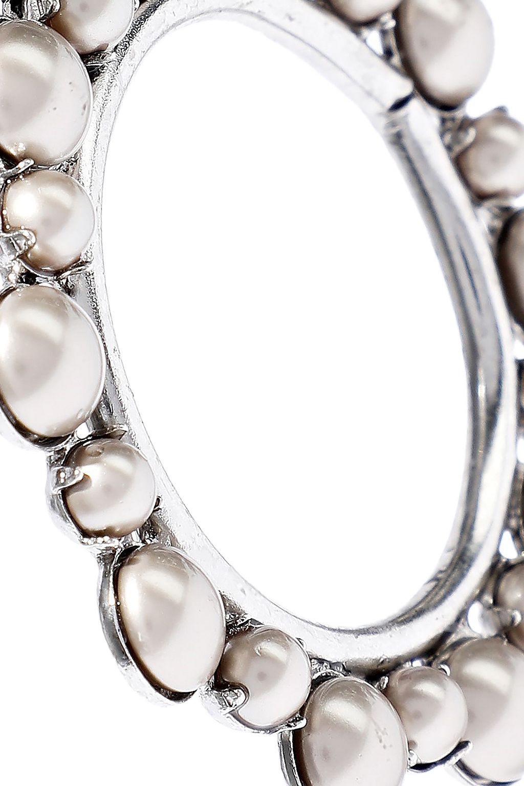 ELIZABETH COLE Silver-tone faux pearl hoop earrings