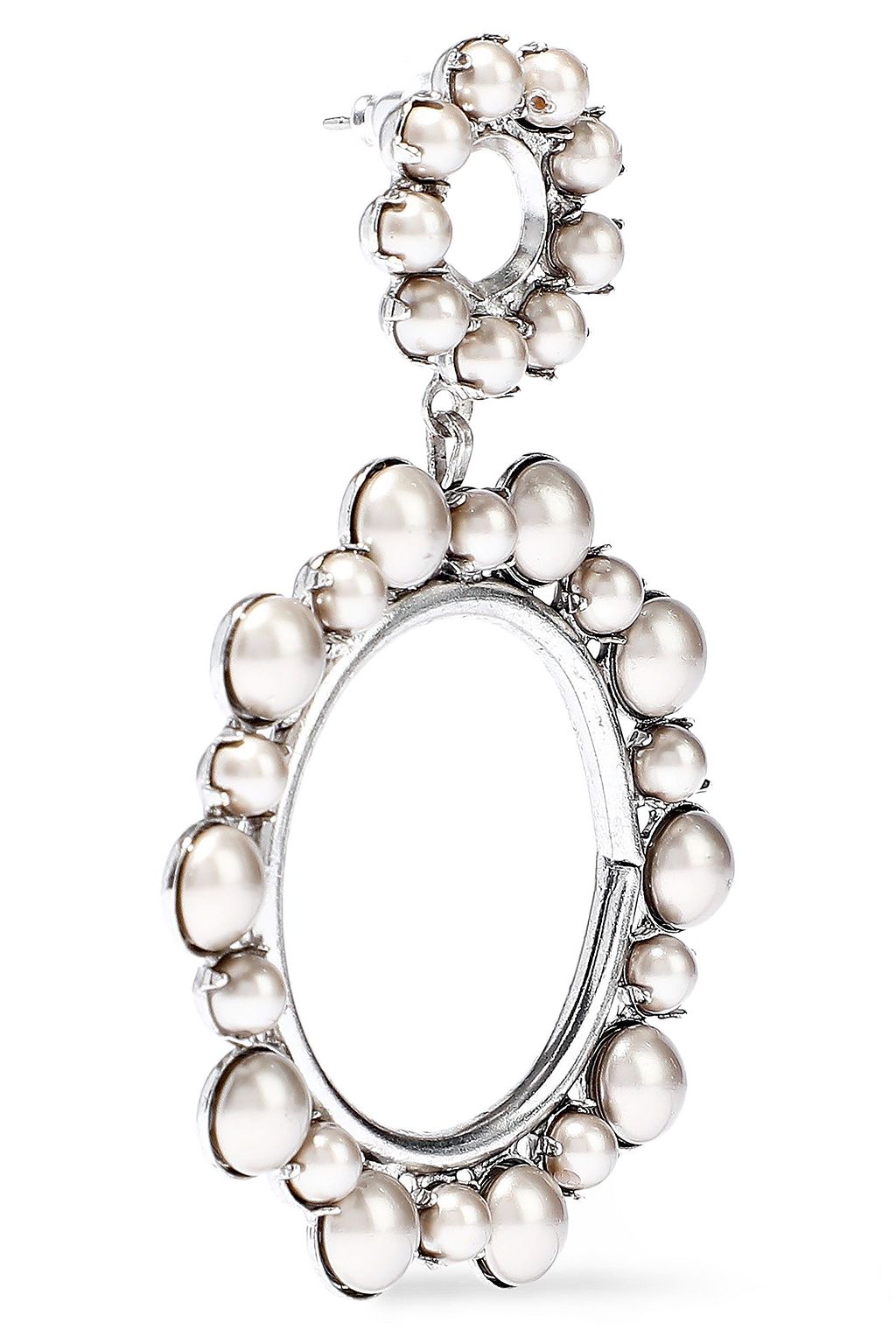ELIZABETH COLE Silver-tone faux pearl hoop earrings