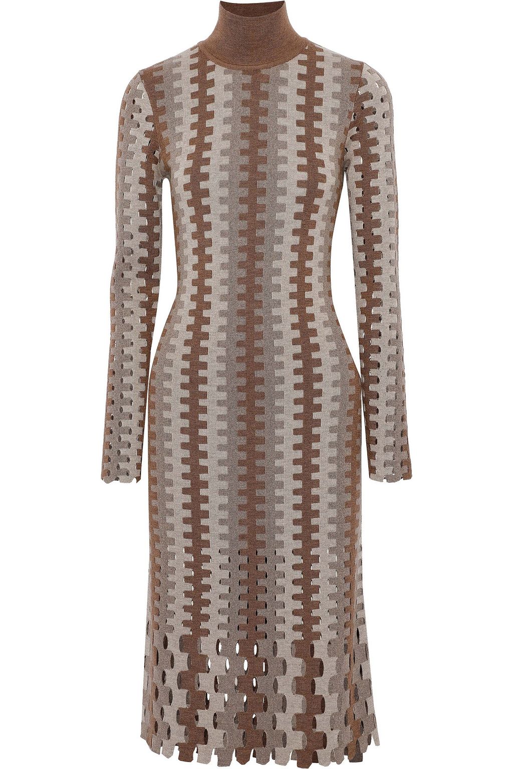dvf turtleneck knit midi dress