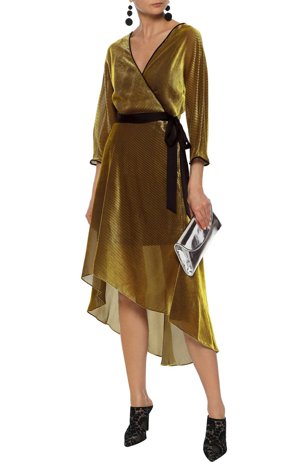 DIANE VON FURSTENBERG Eloise wrap-effect satin-trimmed devoré-mesh dress